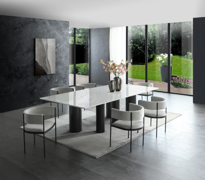 108" Contemporary White Marble Conference Table by Whiteline - Image 3