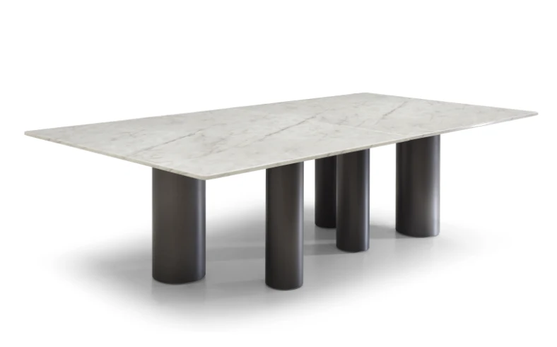 108" Contemporary White Marble Conference Table by Whiteline - Image 6
