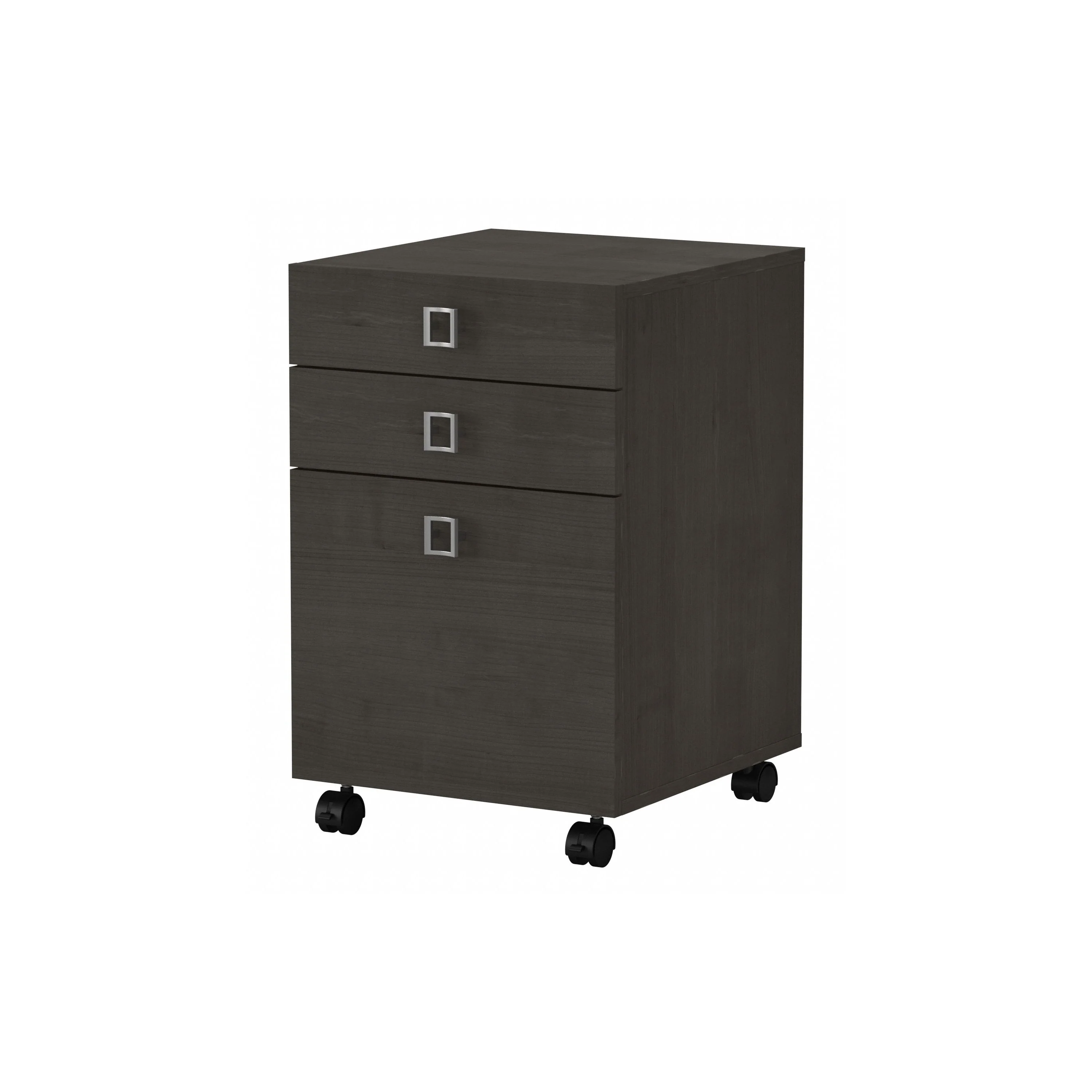 16" Modern Mobile 3-Drawer File Cabinet in Charcoal Maple - Image 2
