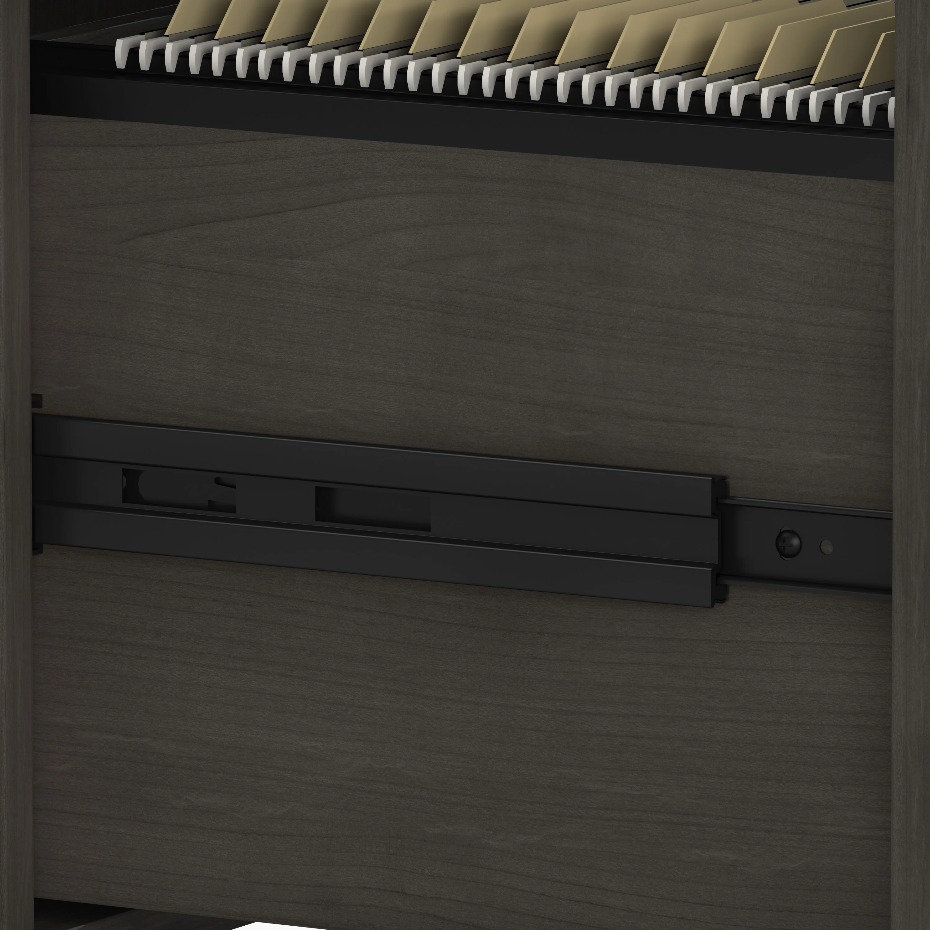 16" Modern Mobile 3-Drawer File Cabinet in Charcoal Maple - Image 5