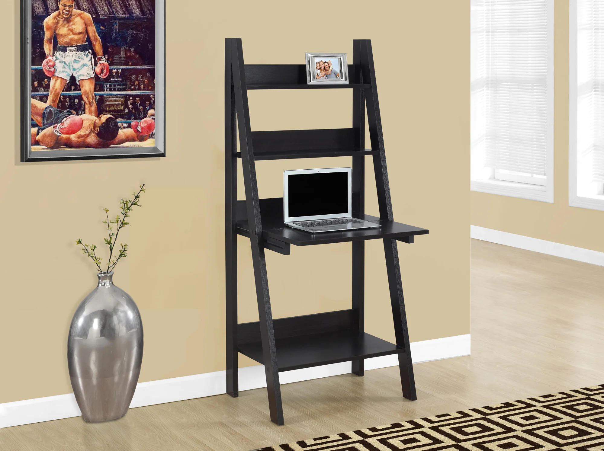 26" Ladder Style Desk with Fold-Up Desk Top in Cappuccino Finish