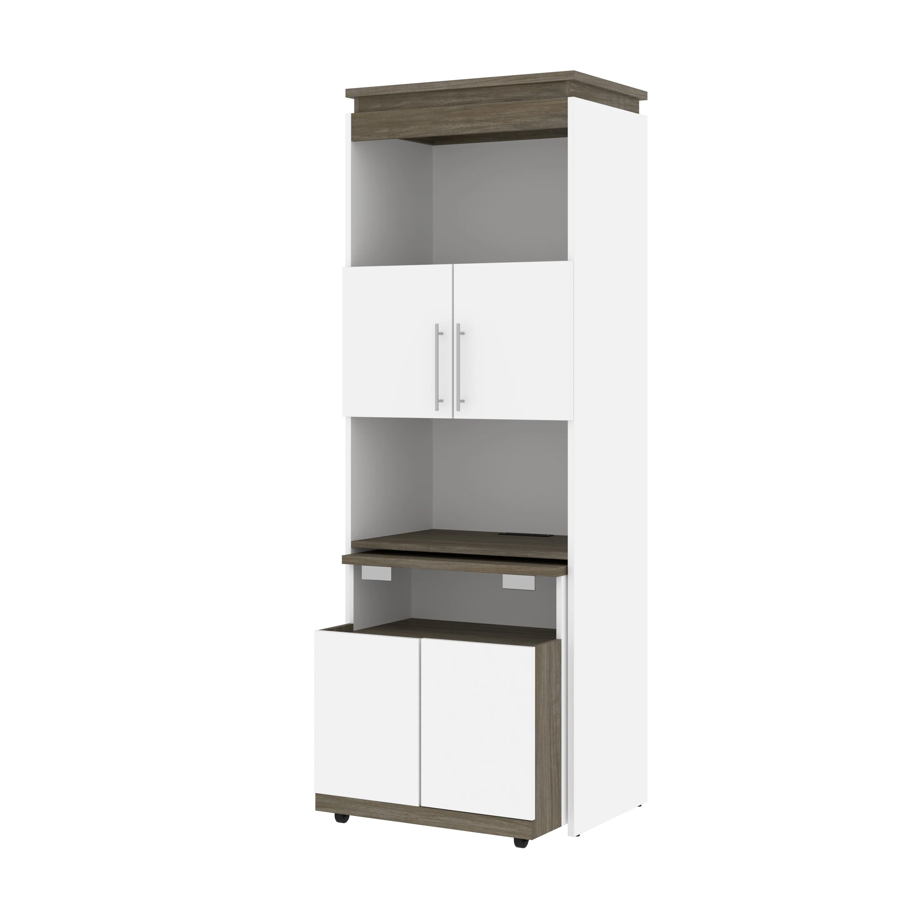 30" Collapsable Desk with Hutch in Walnut Gray/White - Image 3