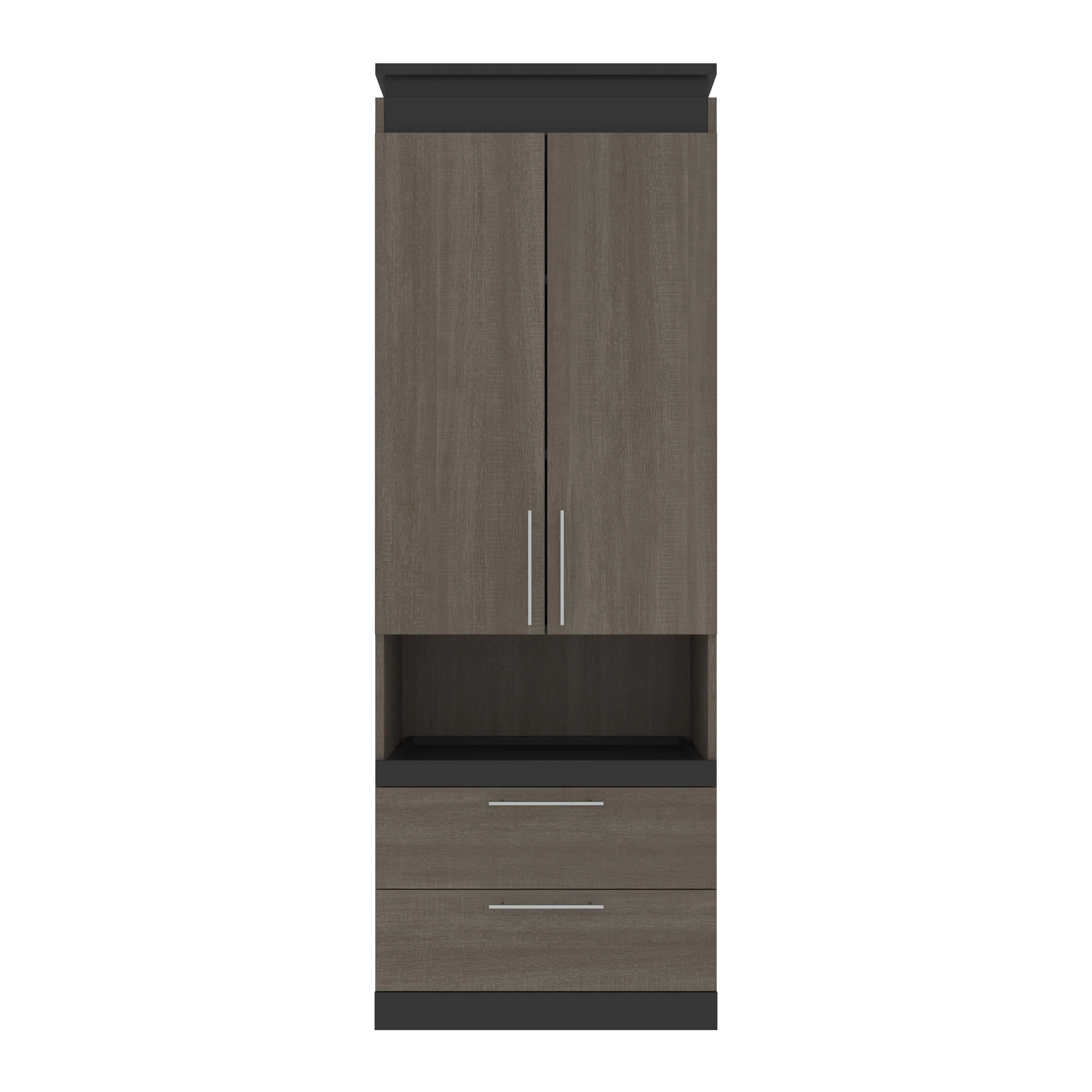 30" Unique Closed Bookcase with Drawers in Bark Gray & Graphite - Image 3