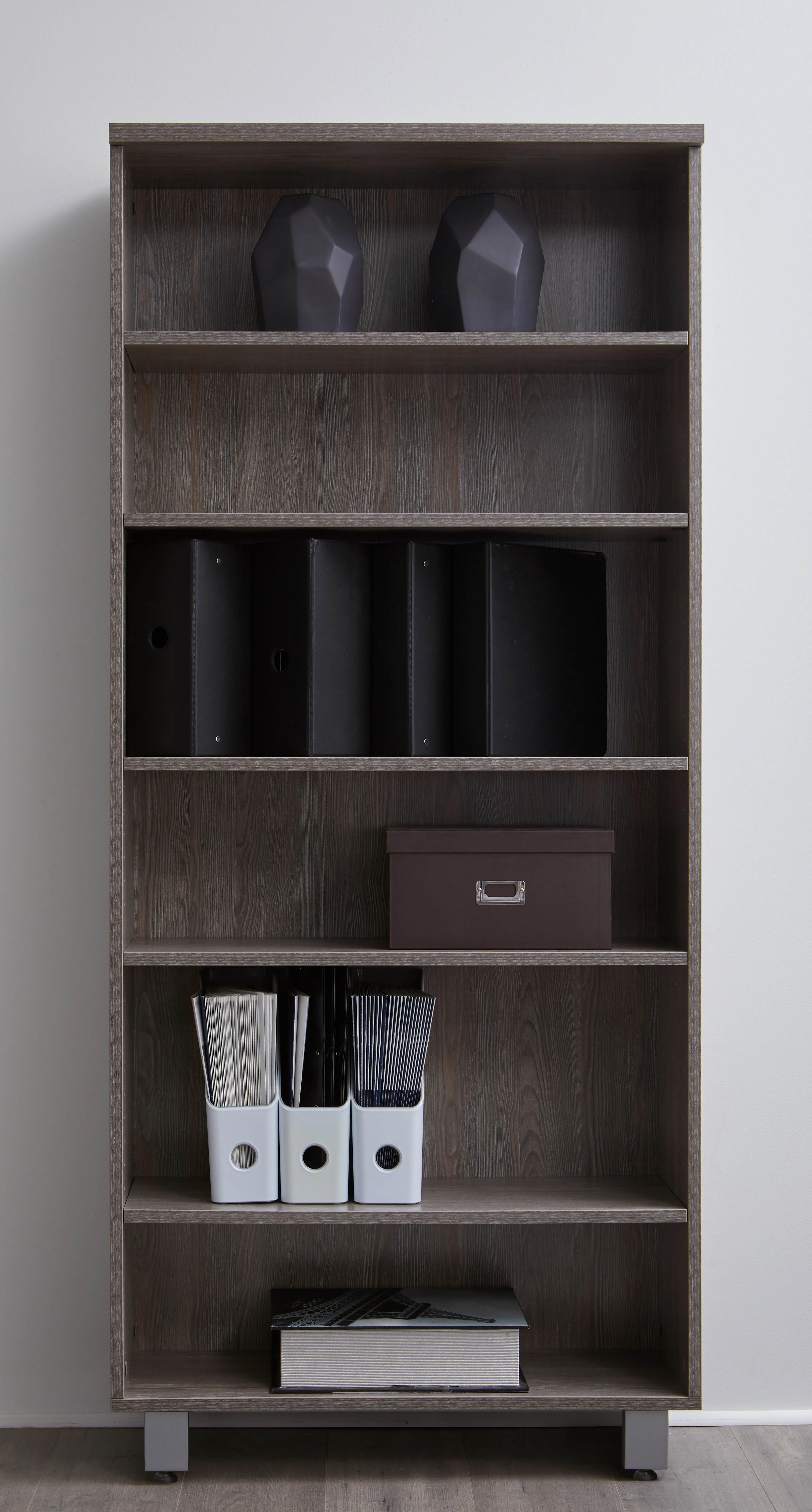 31.5" x 71.5" Modern Grey Bookcase with Steel Adjustable Legs - Image 3