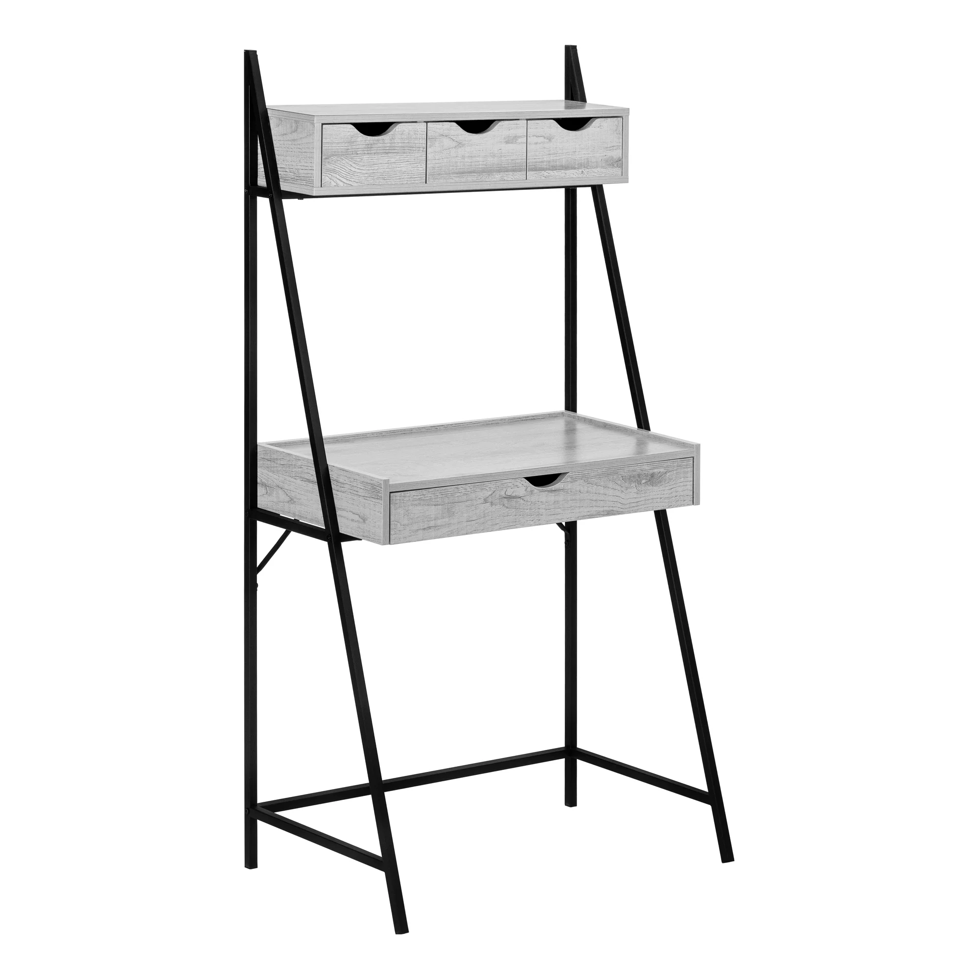32" Gray Desk with Hutch & Storage Drawers - Image 2