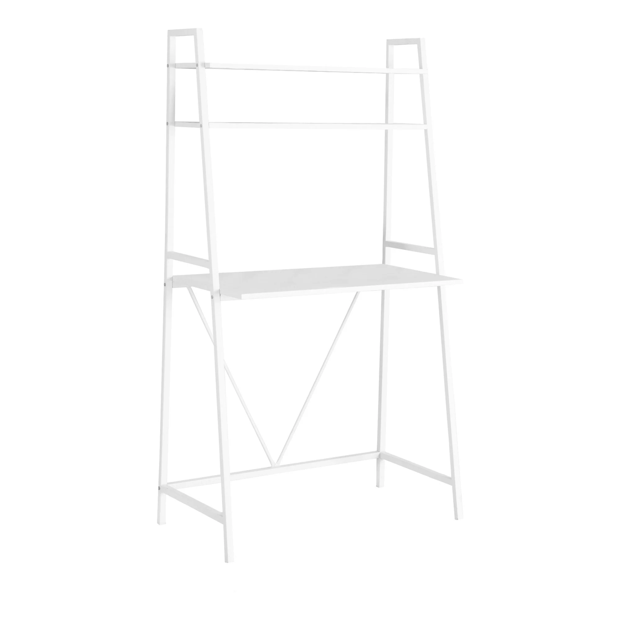 32" Modern A-Frame Desk with Overhead Storage in White - Image 2
