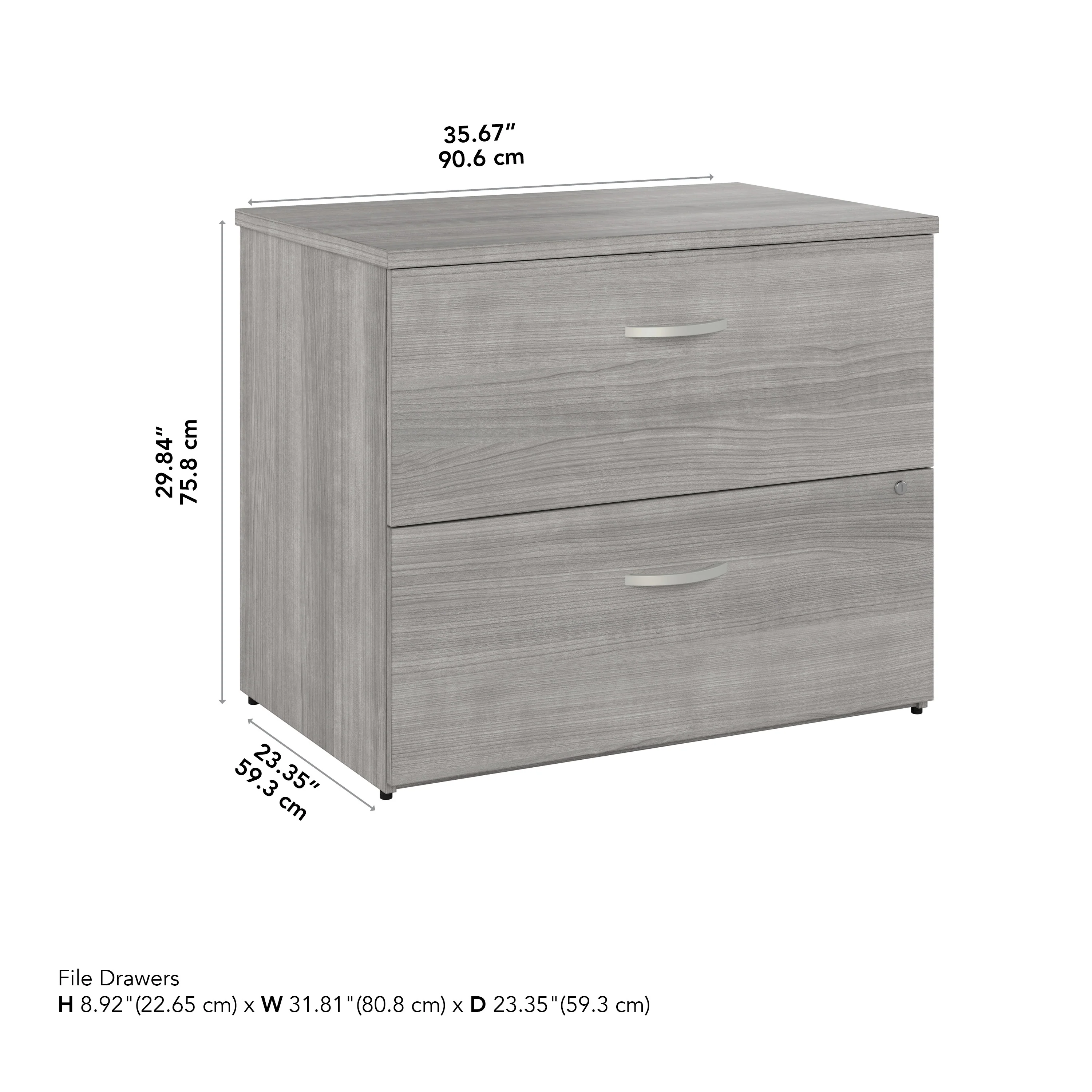 36" Pre-Assembled Modern Lateral File Cabinet in Platinum Gray - Image 7