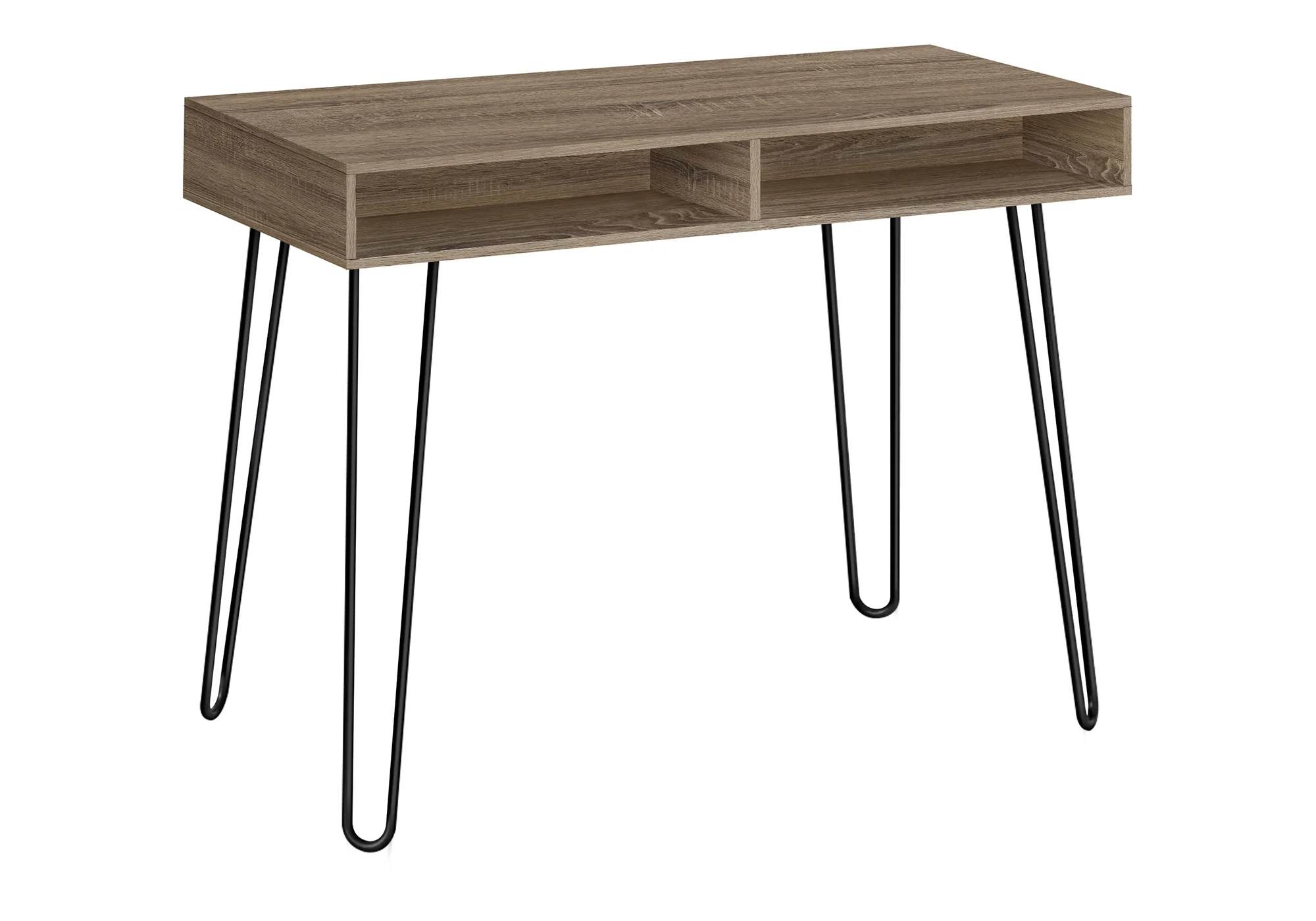40" Dark Taupe Mid-Century Modern Computer Workstation with Storage - Image 2