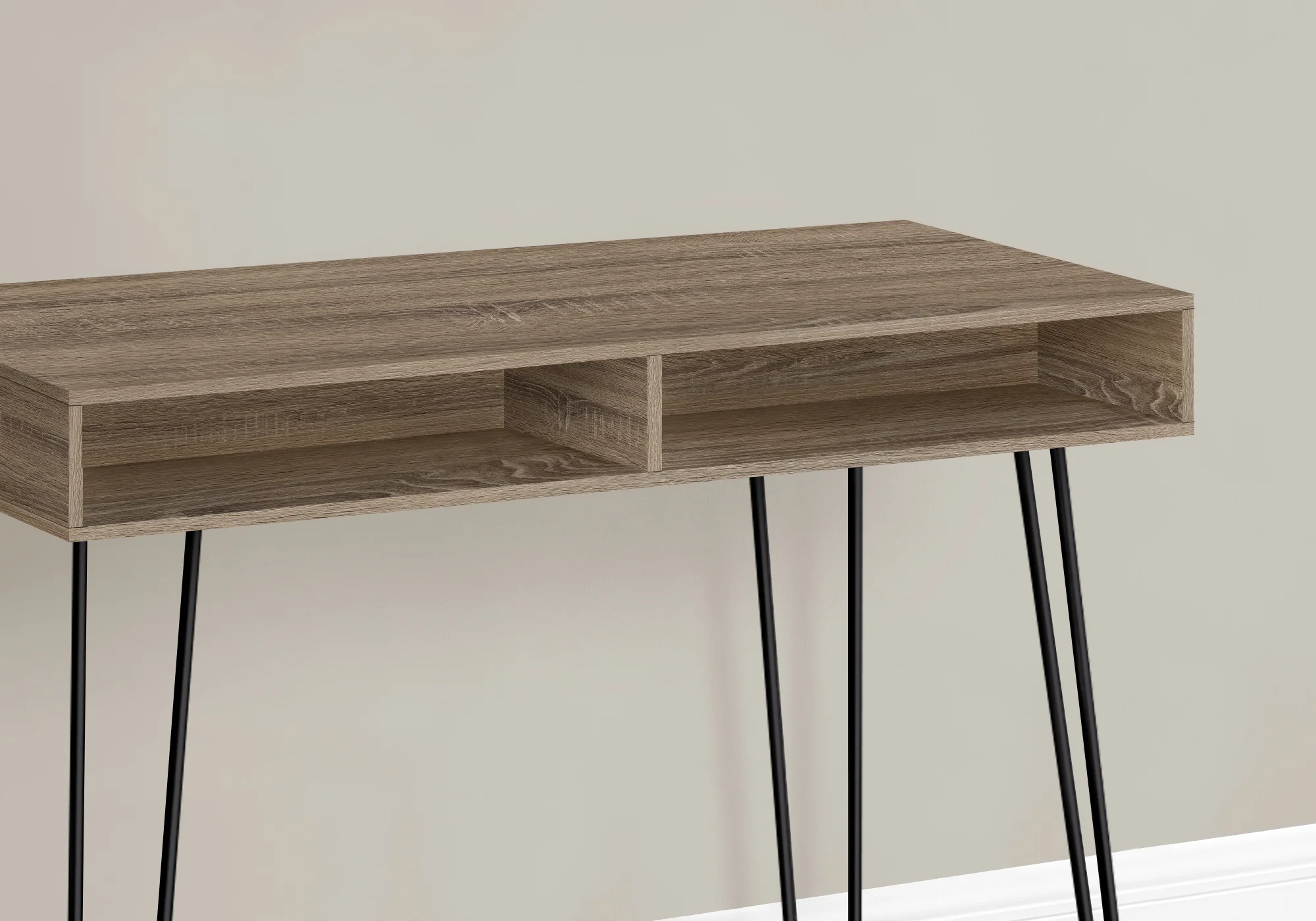 40" Dark Taupe Mid-Century Modern Computer Workstation with Storage - Image 3