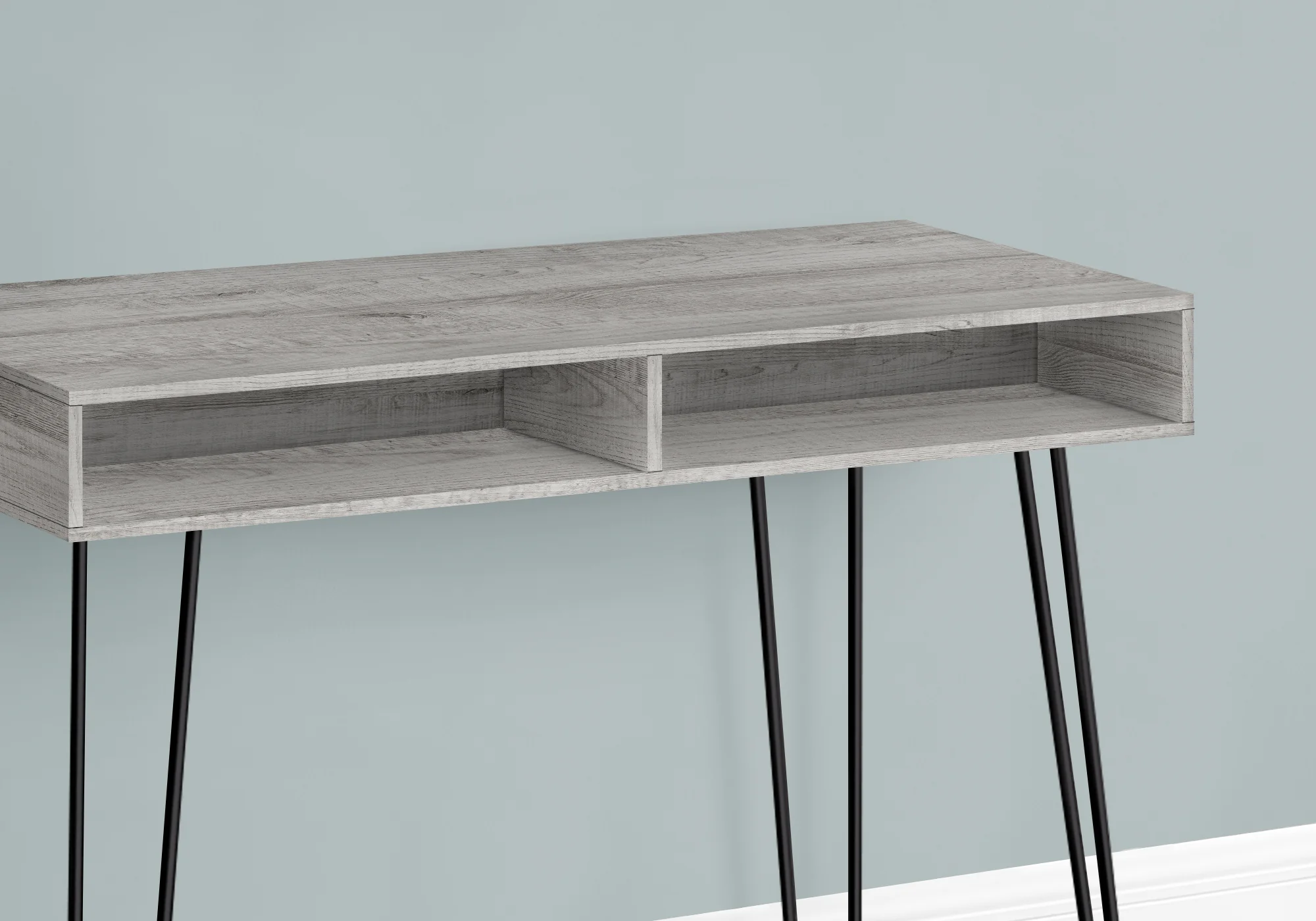 40" Grey Mid-Century Modern Computer Workstation with Storage - Image 3