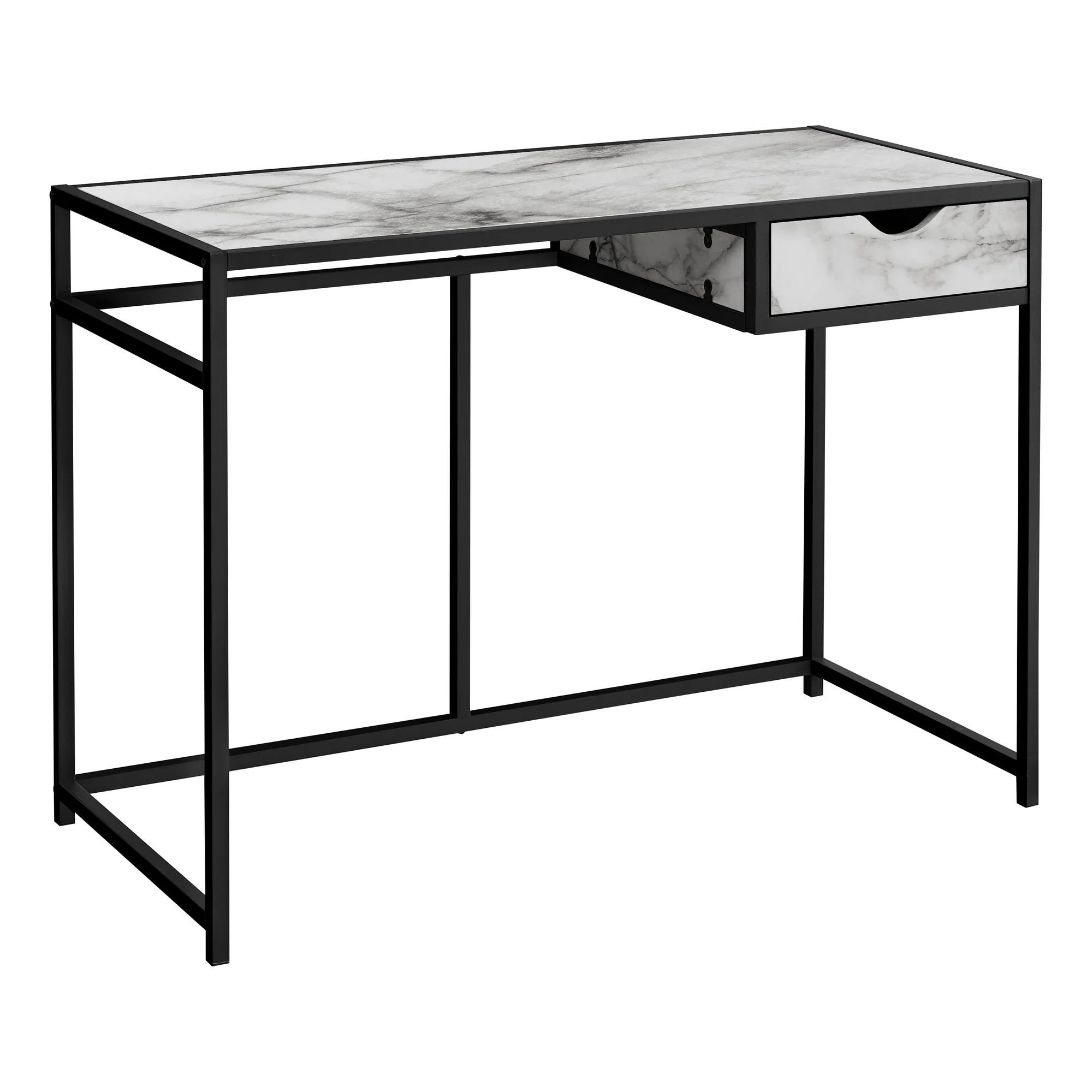 42" Ergonomic Desk with Drawer in White Marble Finish - Image 2