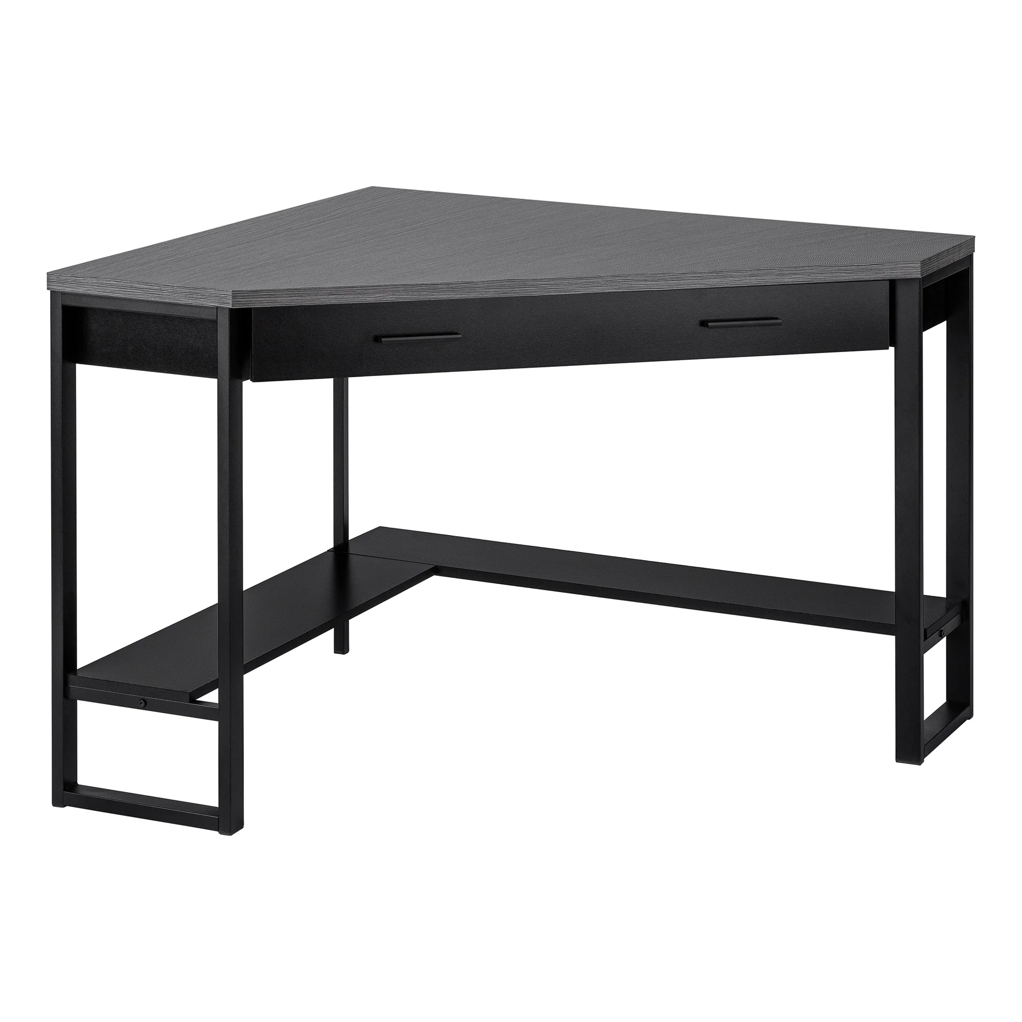 42" Gray Wood and Black Corner Desk - Image 2