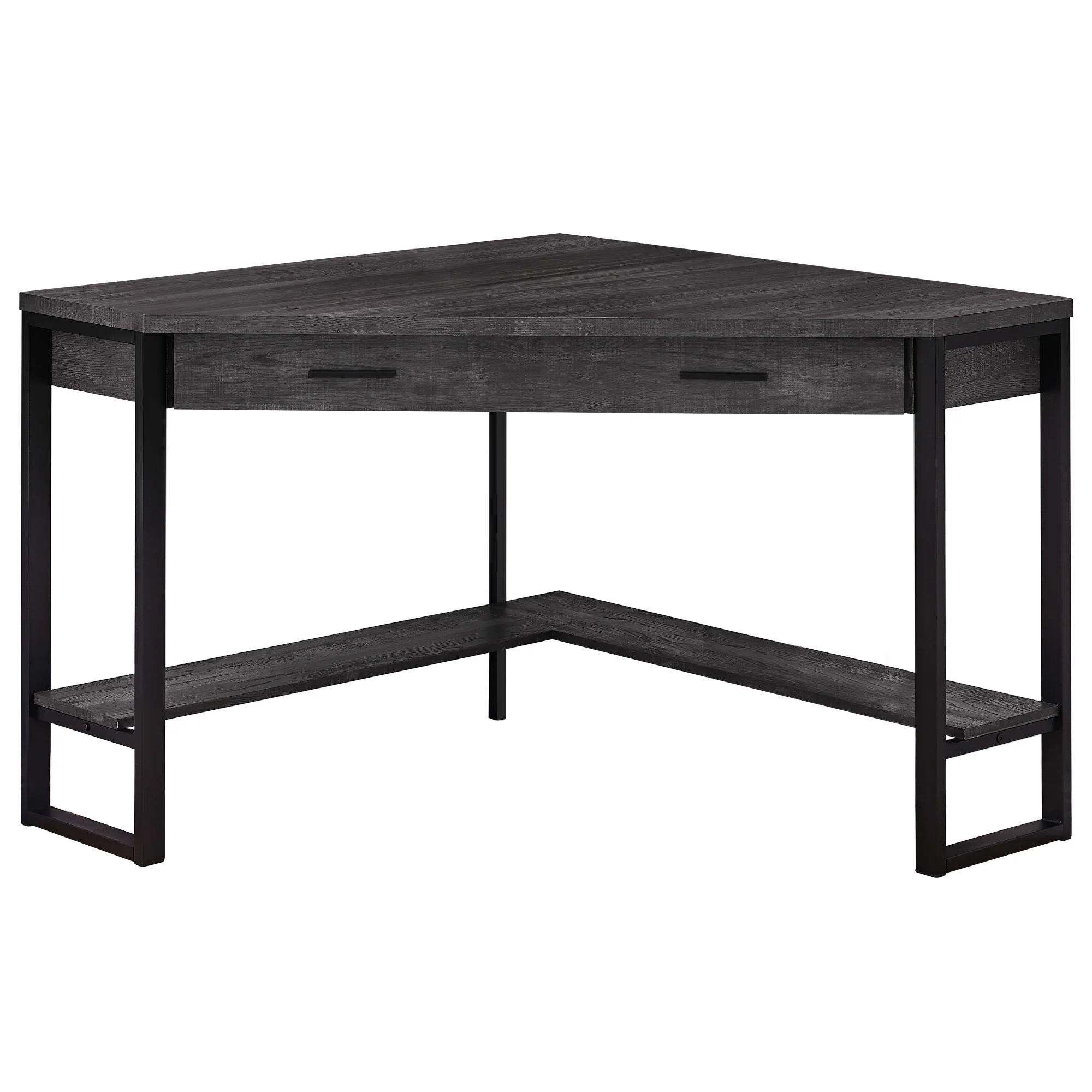 42" Reclaimed Black Wood and Frame Corner Desk - Image 2
