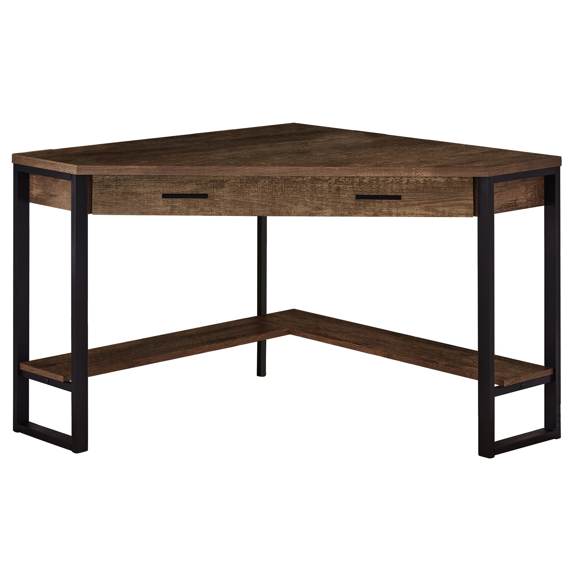 42" Reclaimed Brown Wood and Black Corner Desk - Image 2
