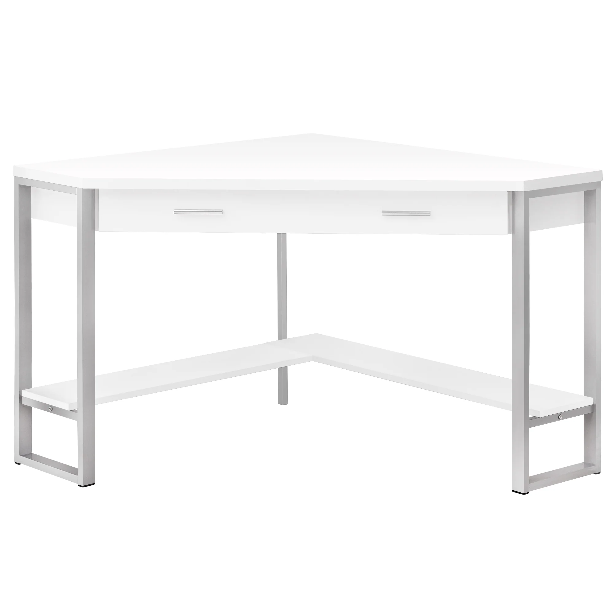 42" White and Silver Corner Desk - Image 2