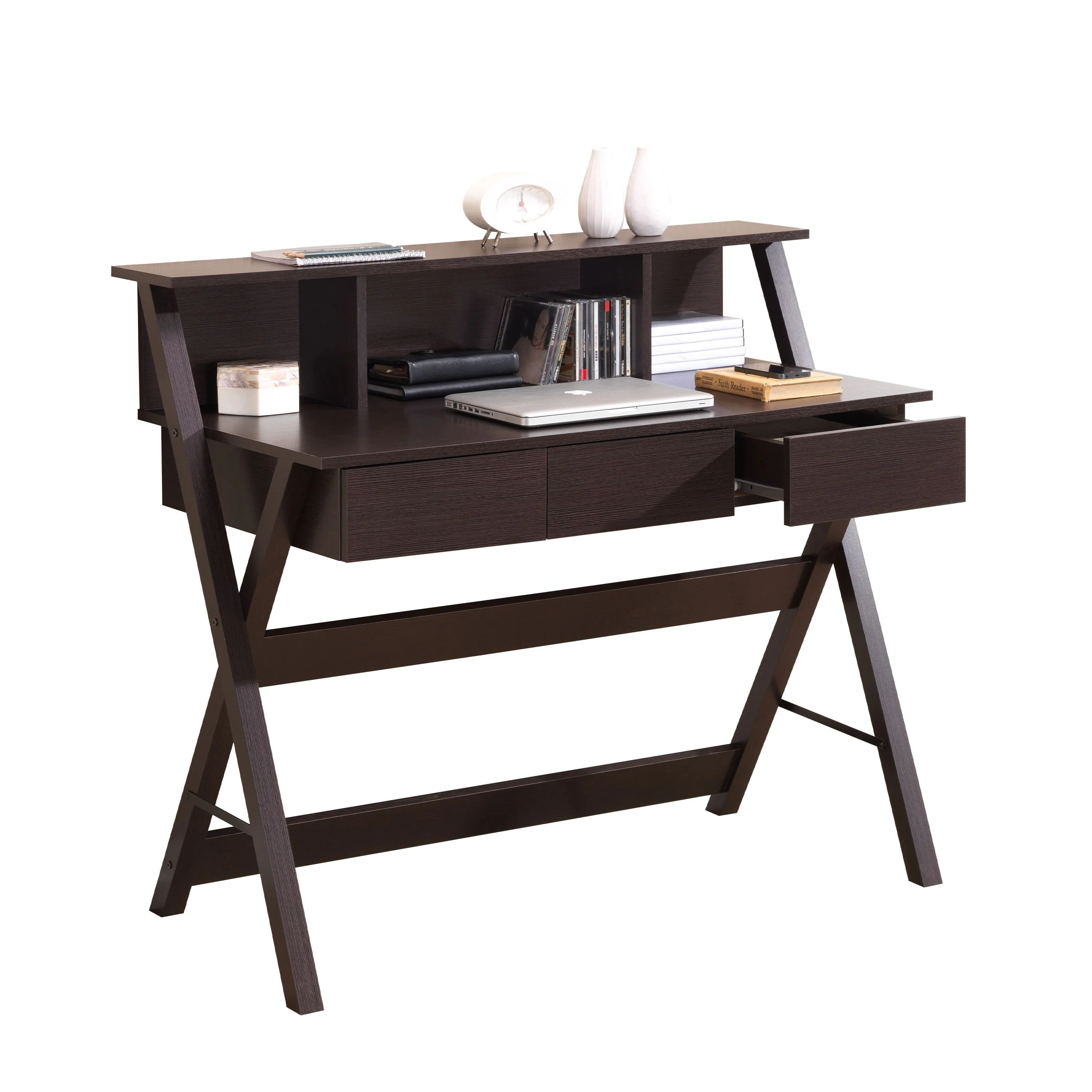 43" X-Frame Desk with Hutch in Wenge - Image 2