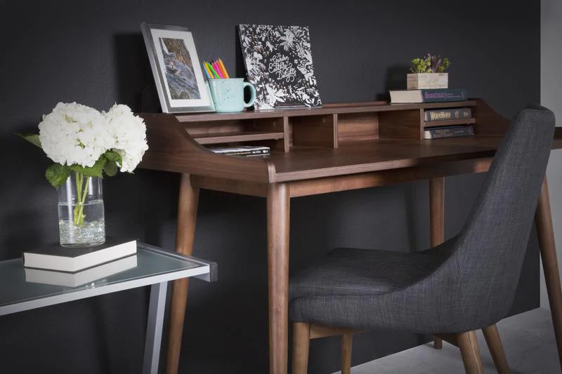 47" Compact American Walnut Writing Desk - Image 5