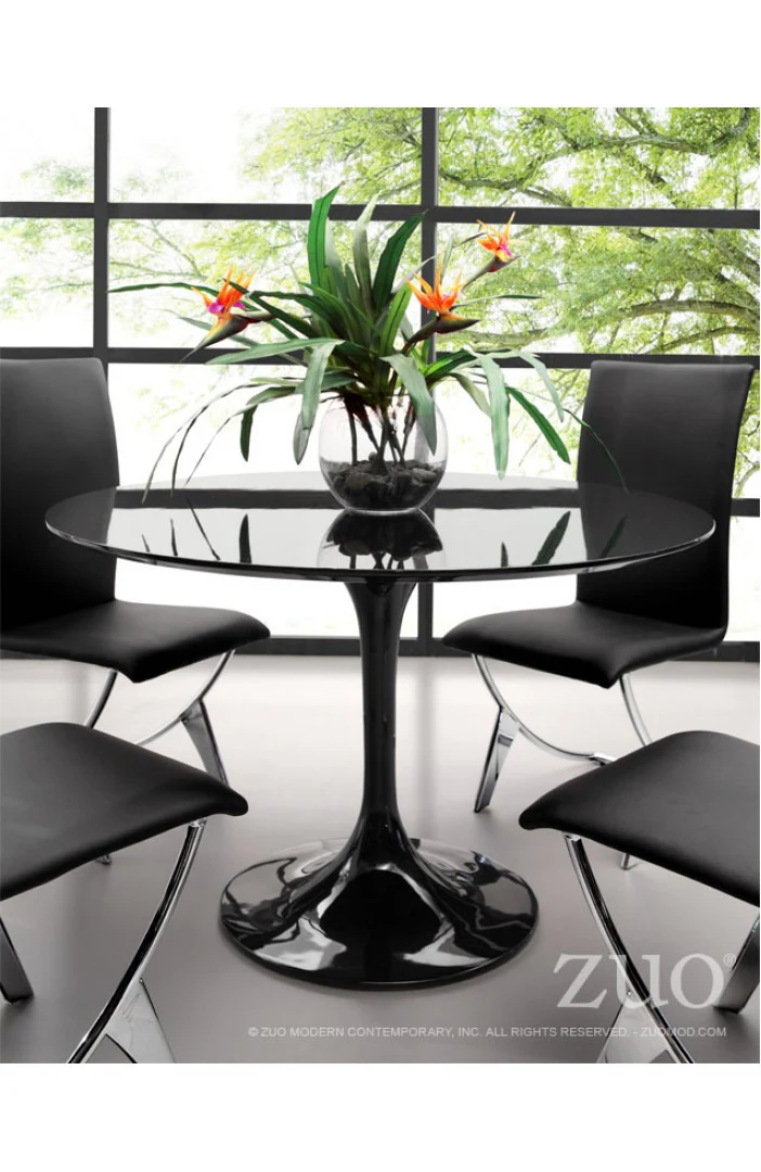 Modern Black Lacquer Circular Meeting Table - Image 3
