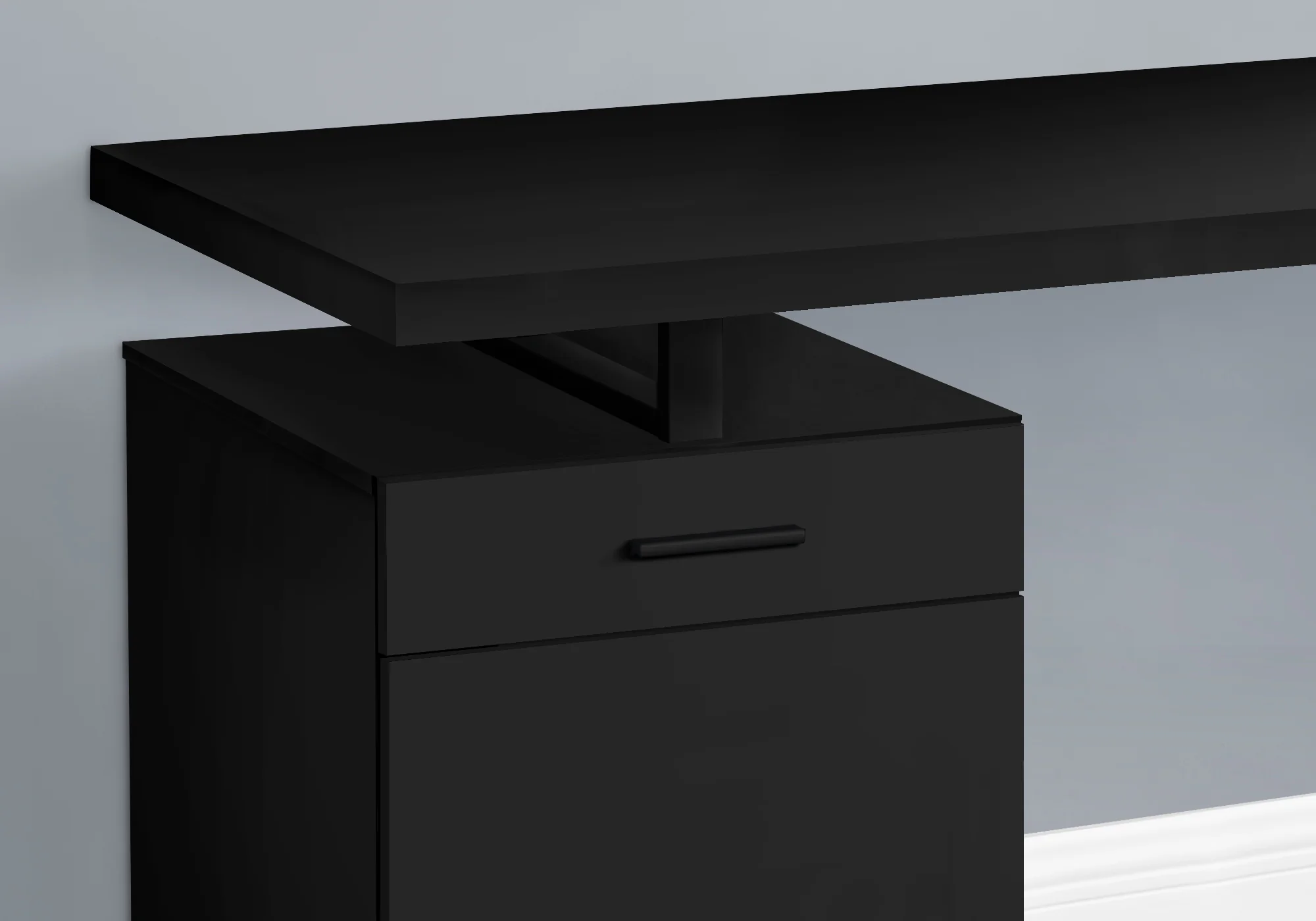 47" Black Floating Desktop Workstation with Storage - Image 3
