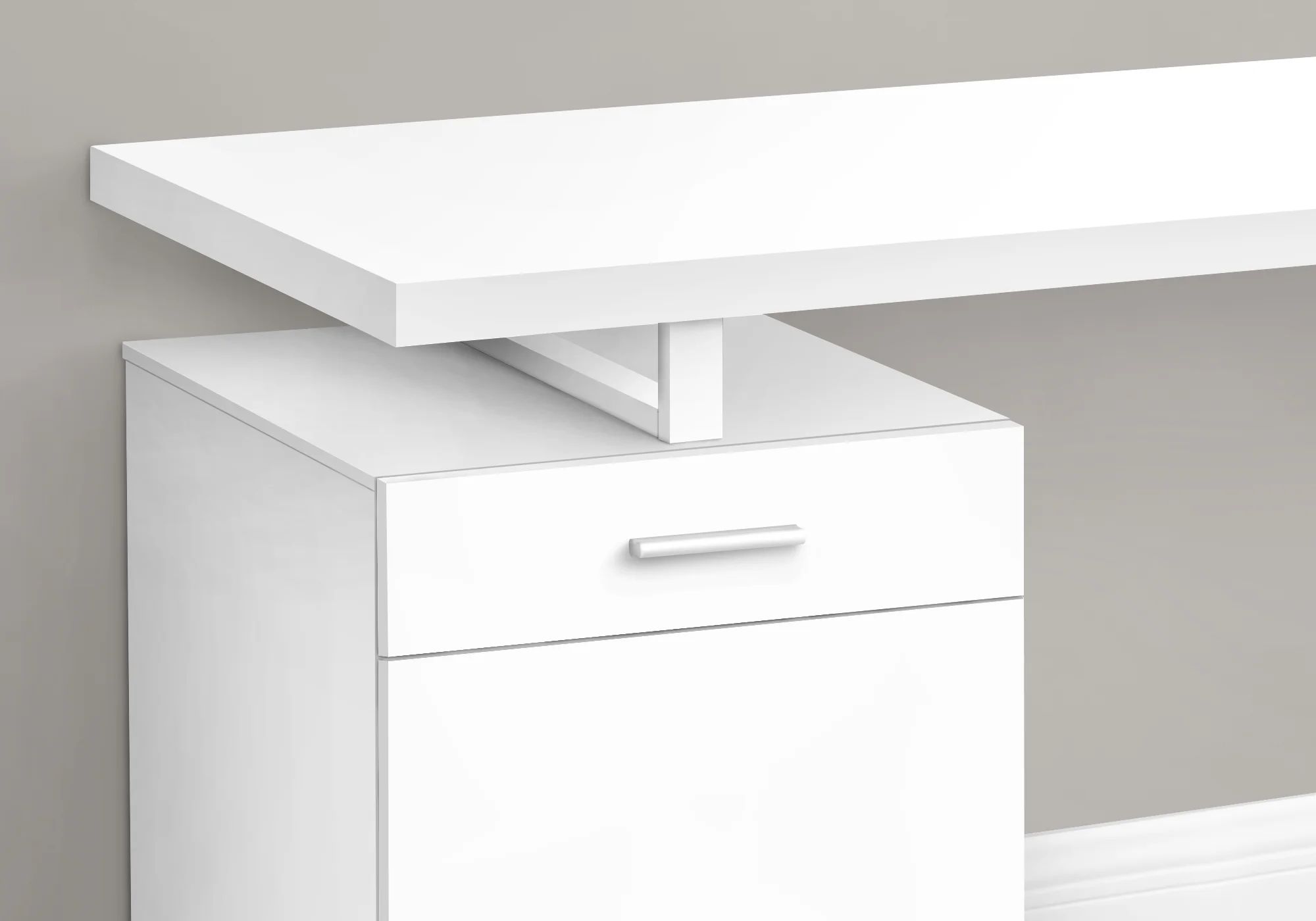 47" White Floating Desktop Workstation with Storage - Image 3