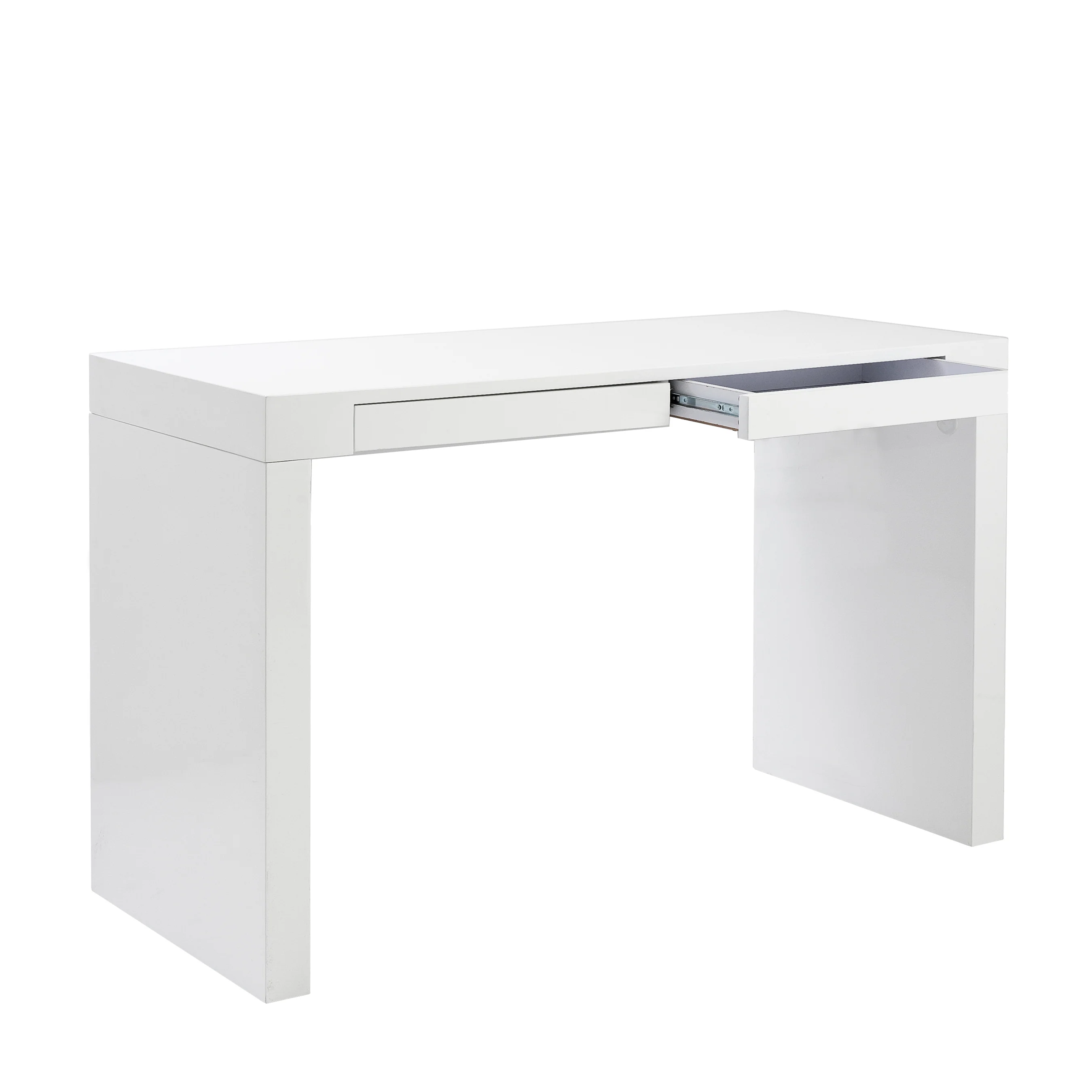 Modern 47" White Lacquer Office Desk with Drawers - Image 3