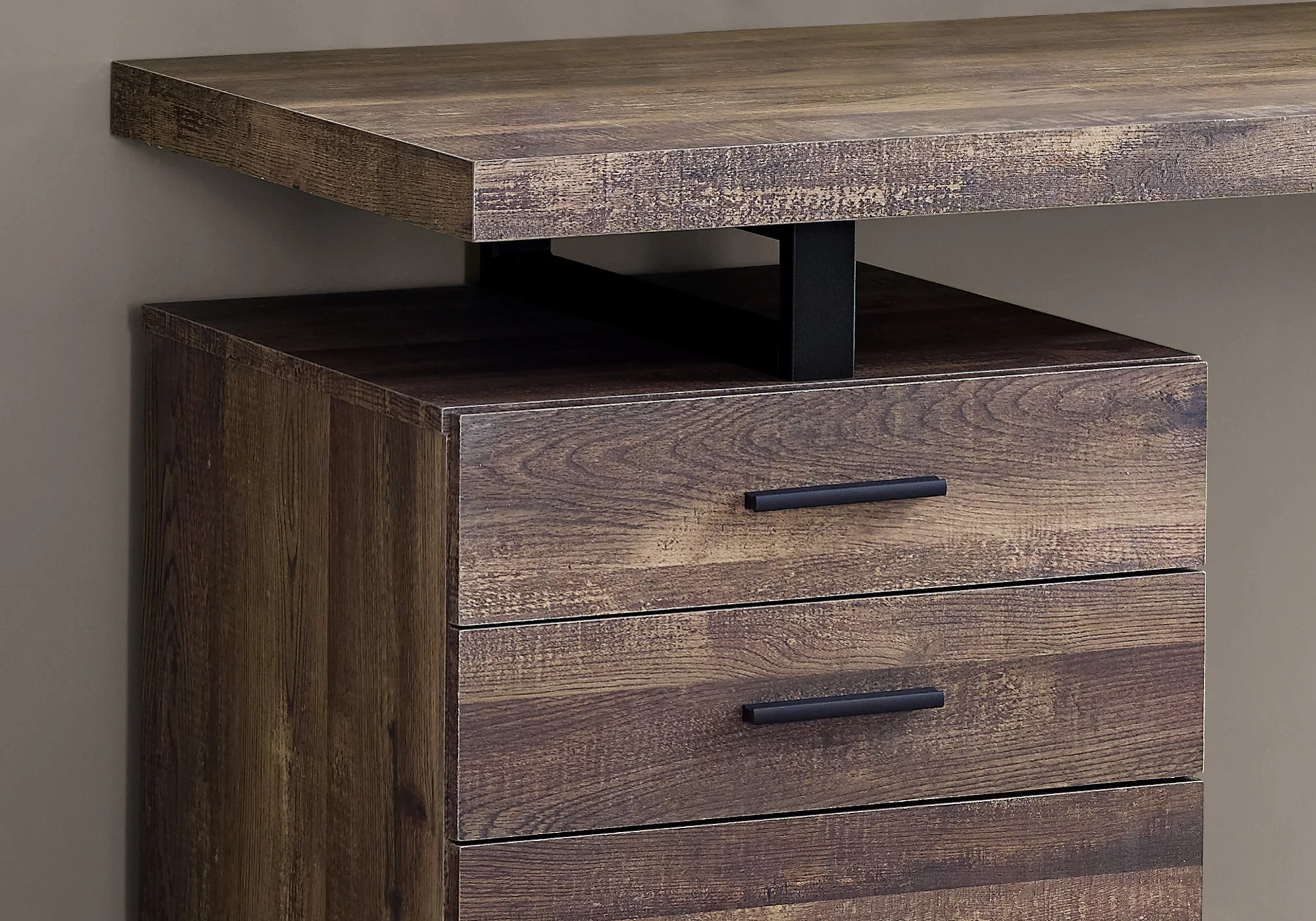 48" Brown Woodgrain & Black Metal Compact Computer Desk - Image 3