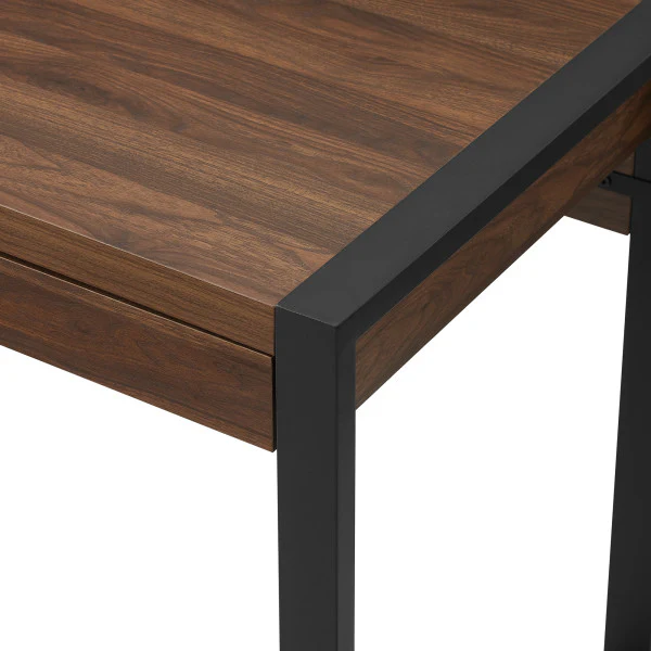 48" Dark Walnut Industrial Desk with Shelving & Charging Station - Image 4