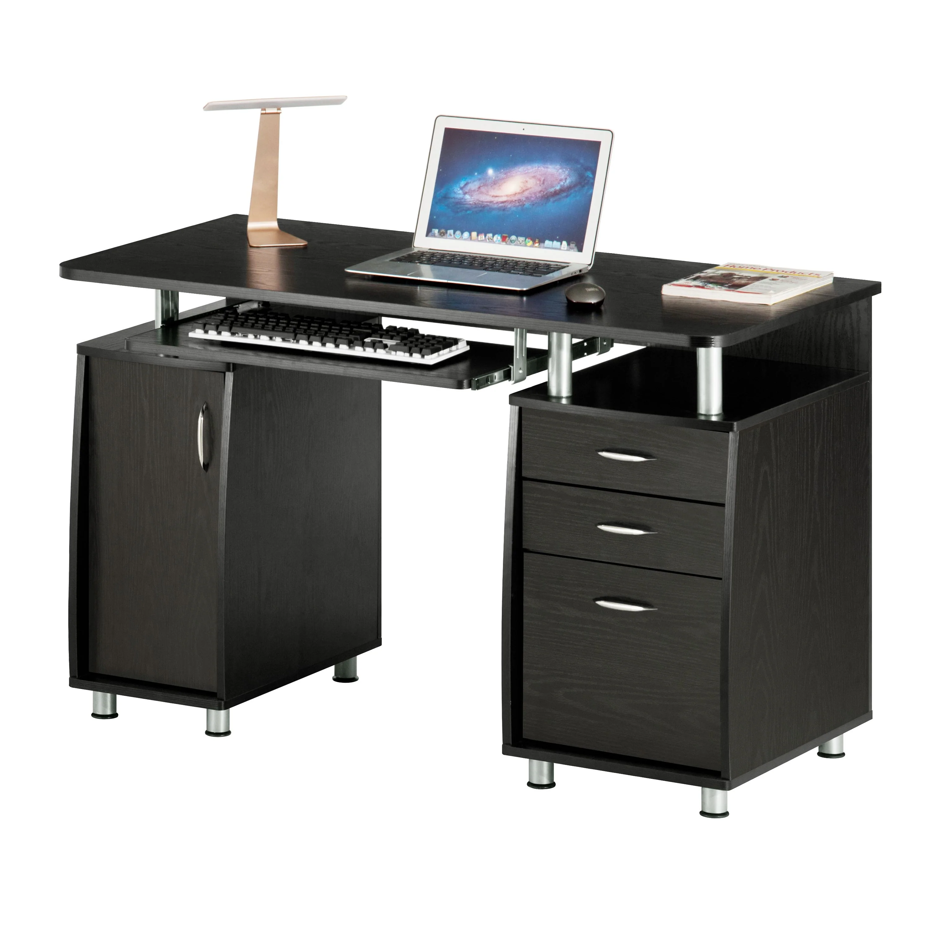 48" Espresso Woodgrain Desk with Curved Cabinets - Image 2