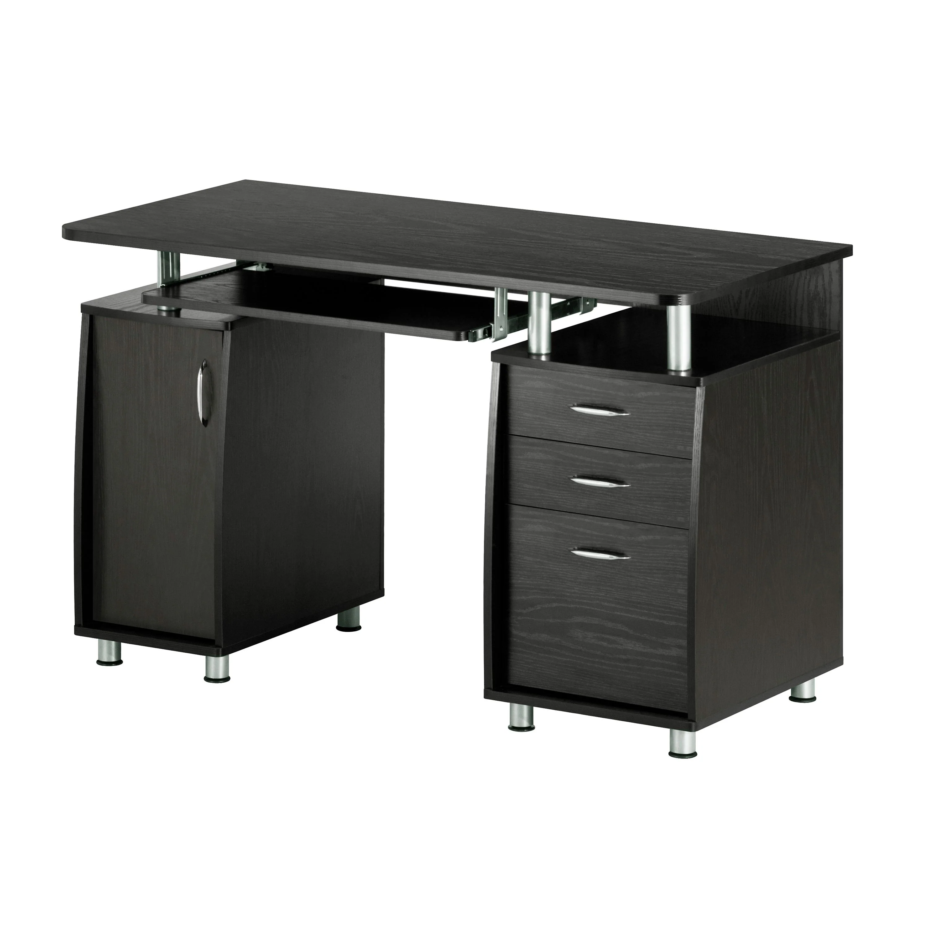 48" Espresso Woodgrain Desk with Curved Cabinets - Image 3