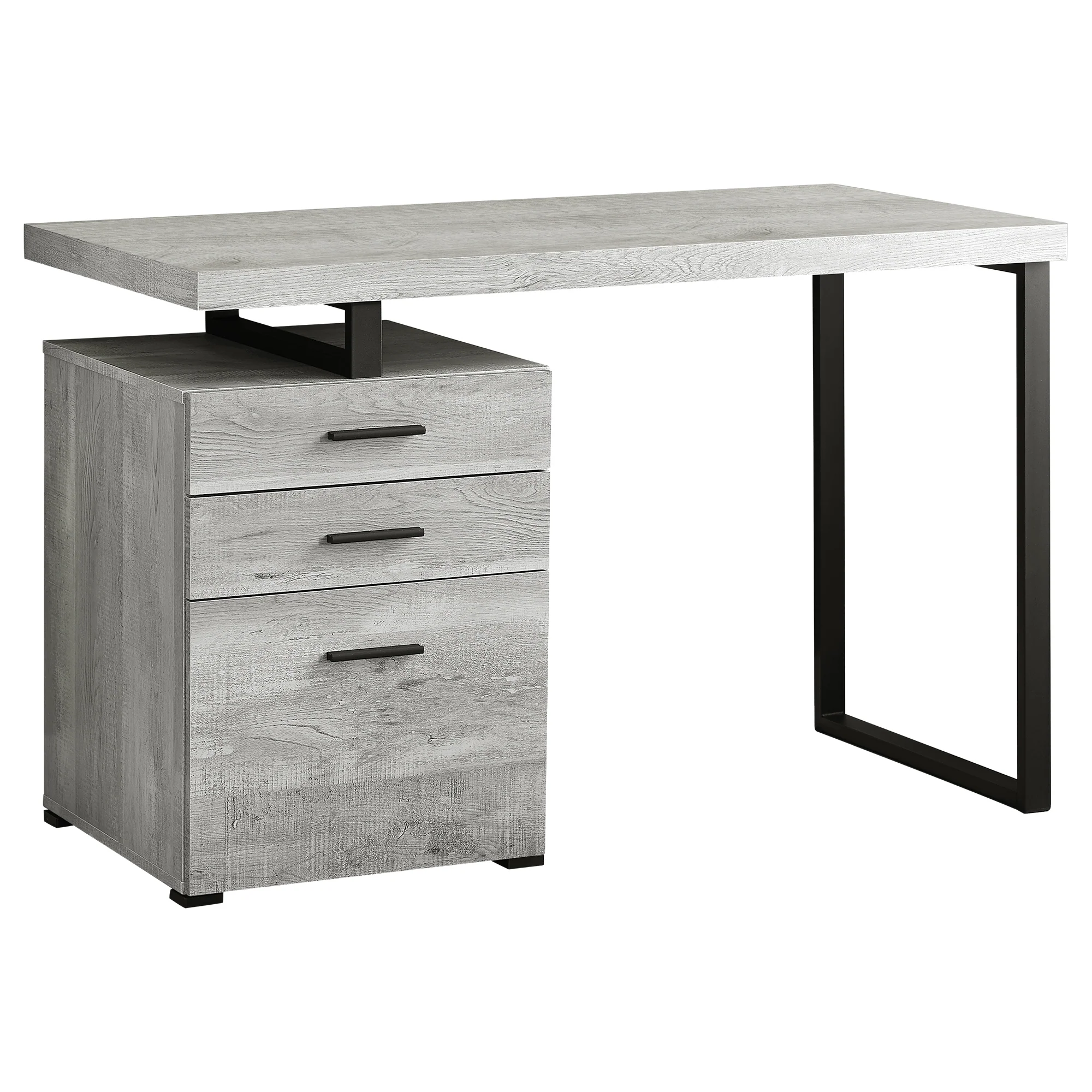 48" Gray Woodgrain & Black Metal Compact Computer Desk - Image 2