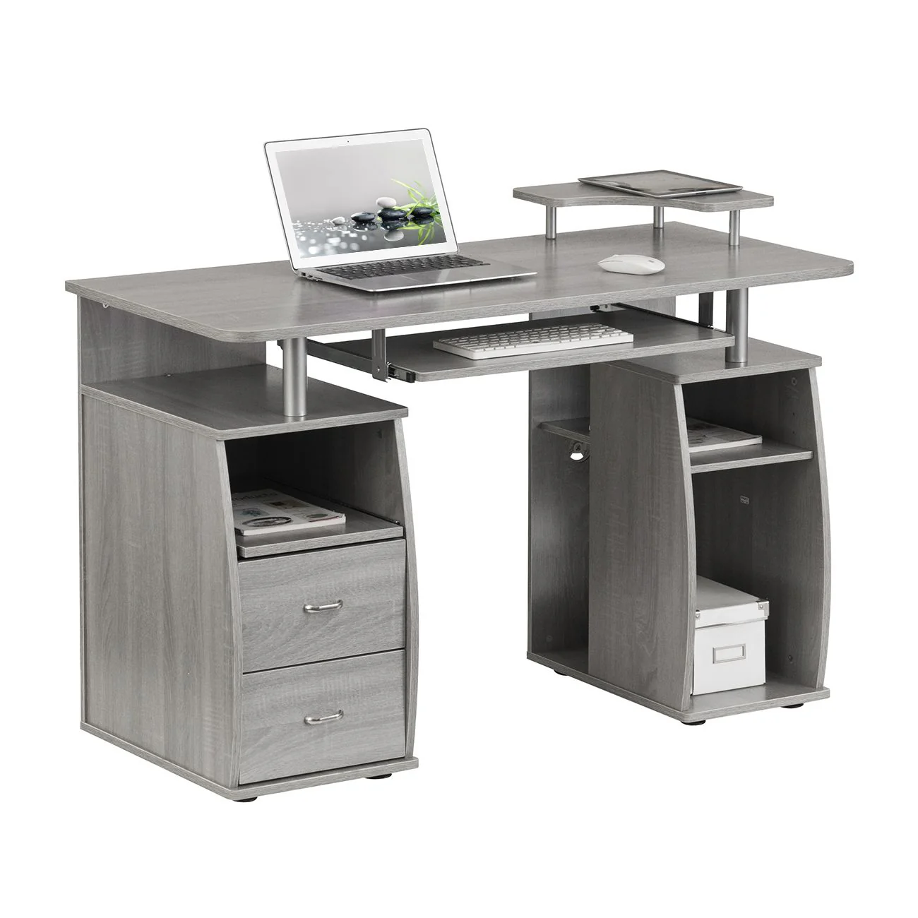 48" Gray Woodgrain Desk with Underdesk Storage - Image 2