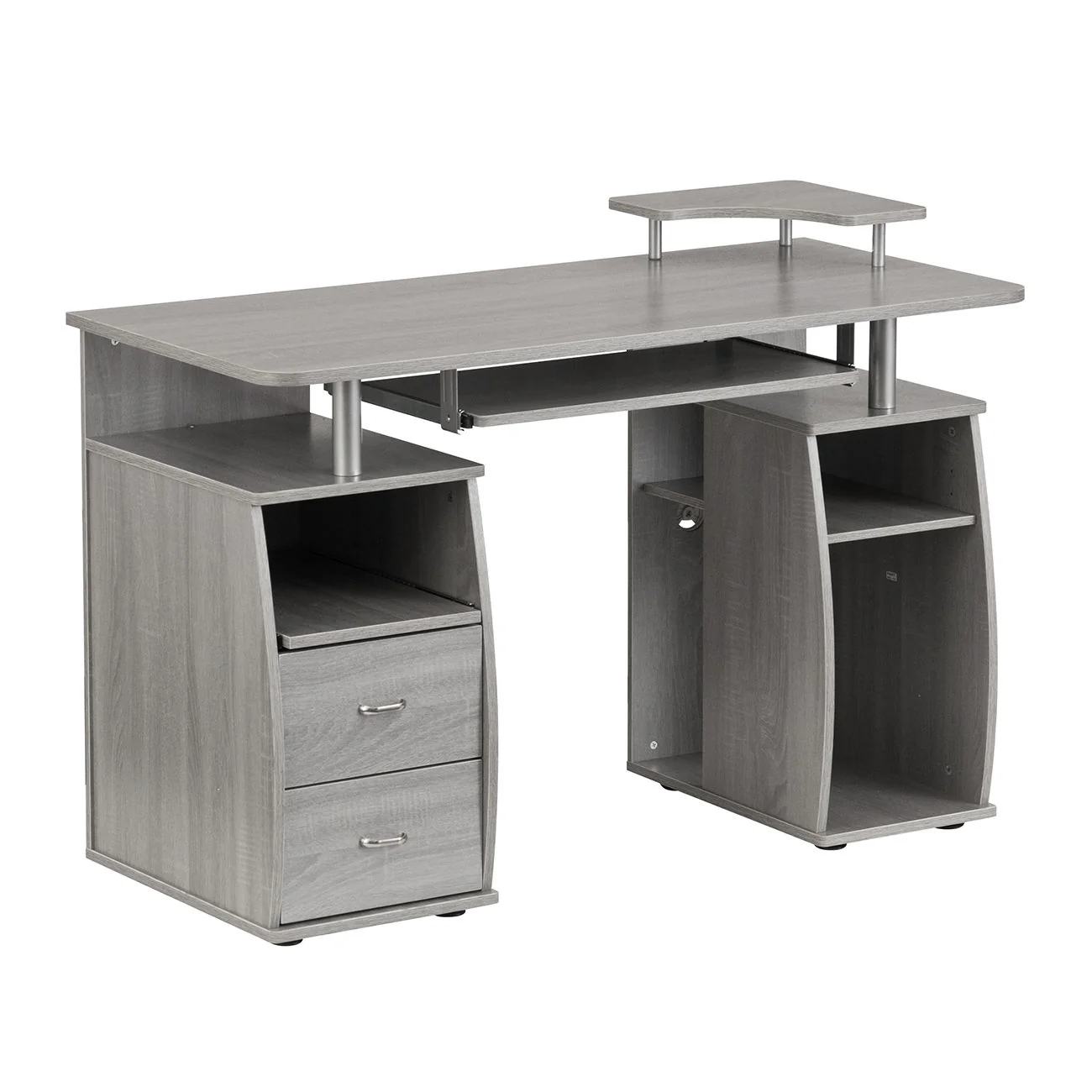 48" Gray Woodgrain Desk with Underdesk Storage - Image 3