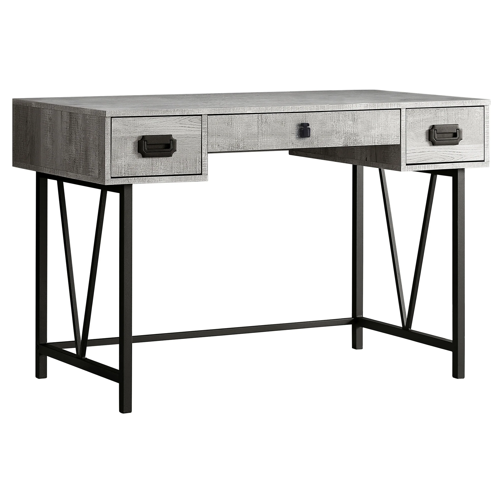 48" Gray Woodgrain Office Desk w/ V Design Base - Image 2