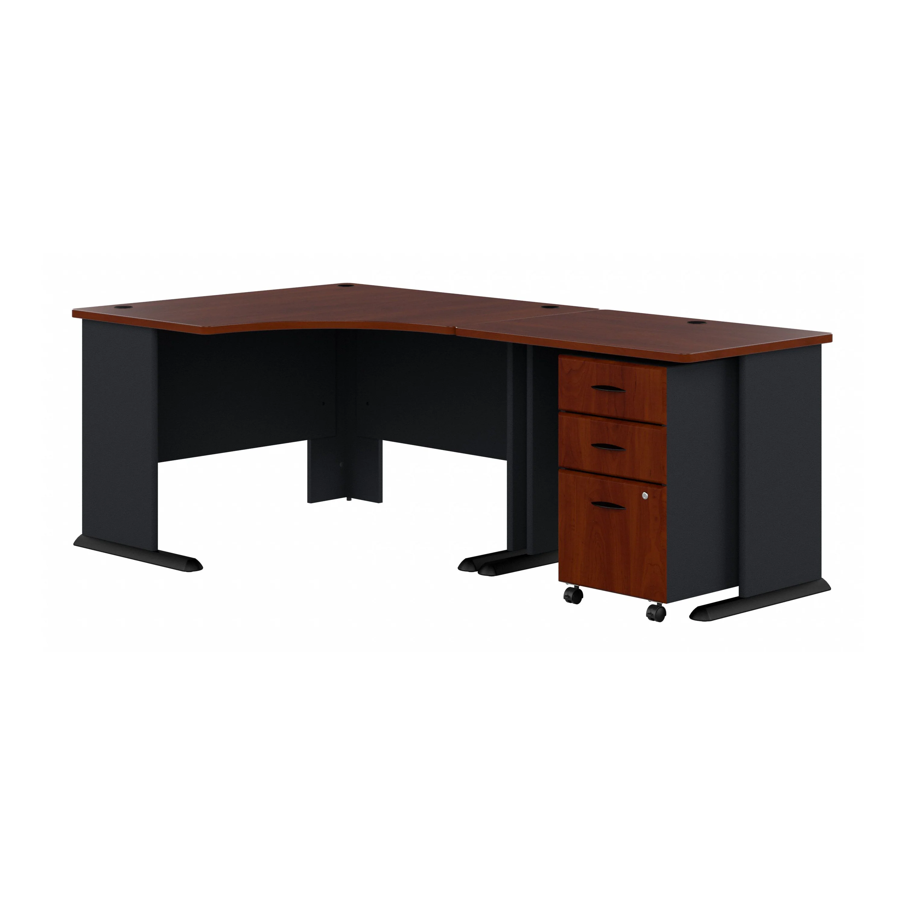 48" Corner Office Desk with Return and Mobile Pedestal in Hansen Cherry - Image 2
