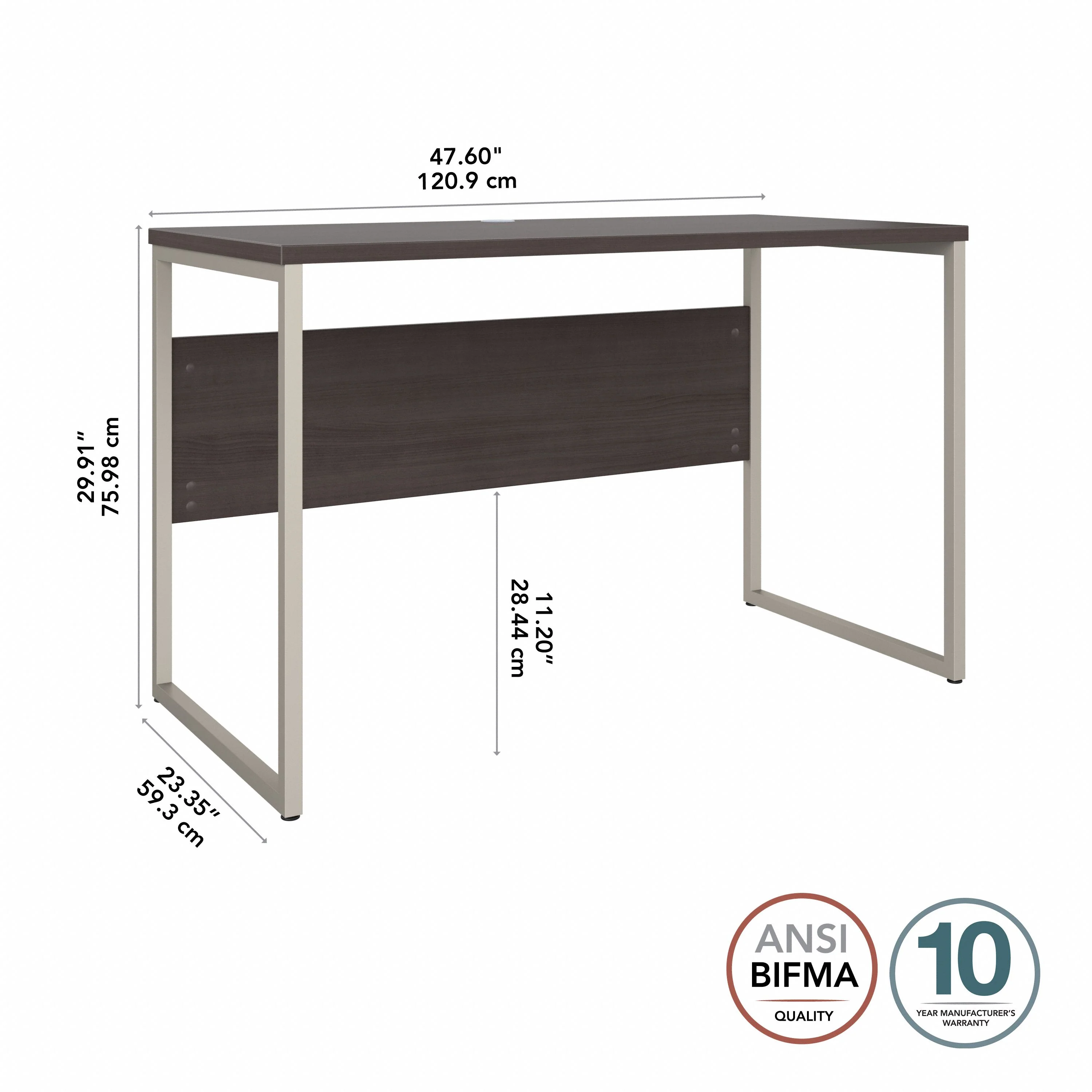 48" Modern Office Desk with Metal Legs in Storm Gray - Image 3