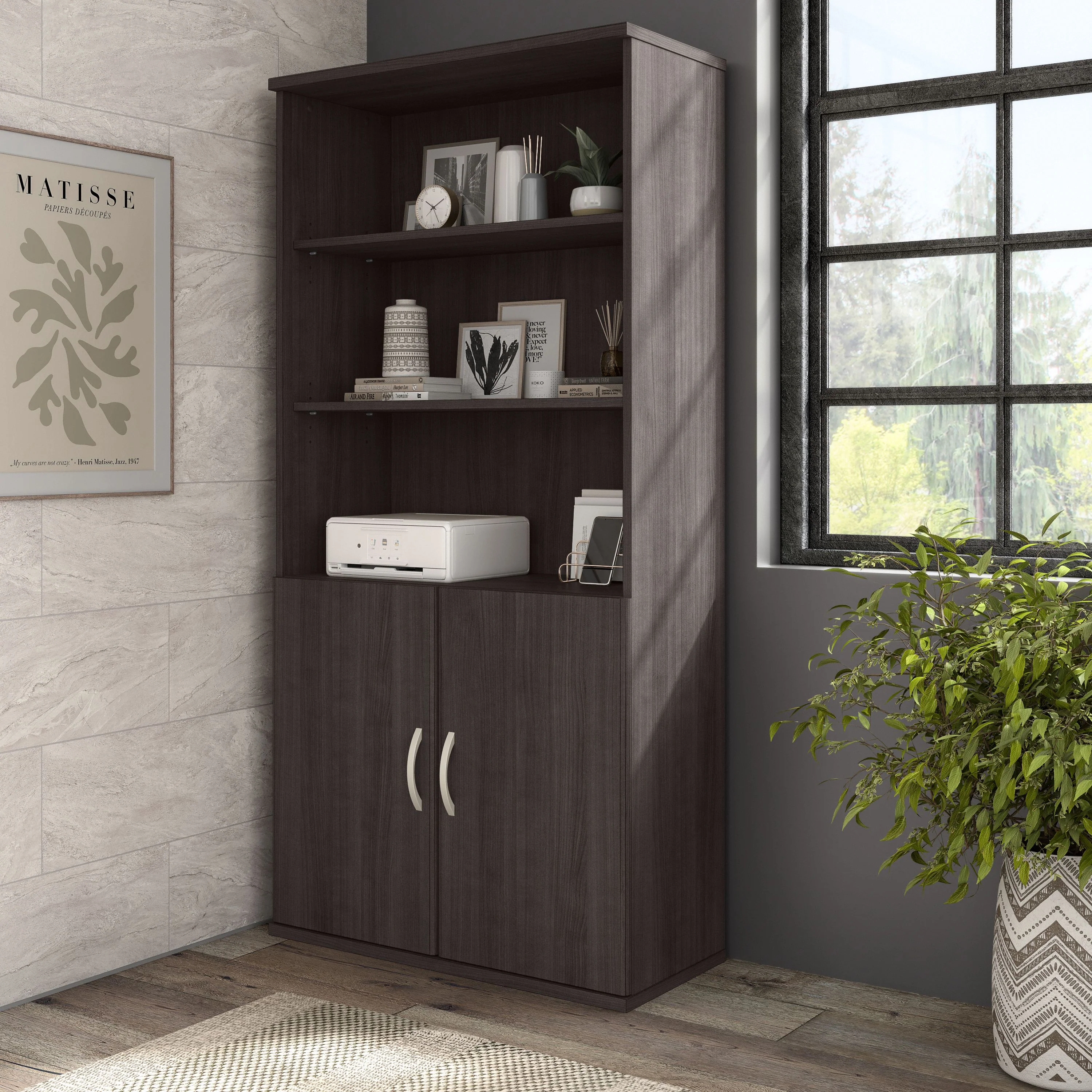 72" Modern L-Shaped Office Desk in Storm Gray - Image 5