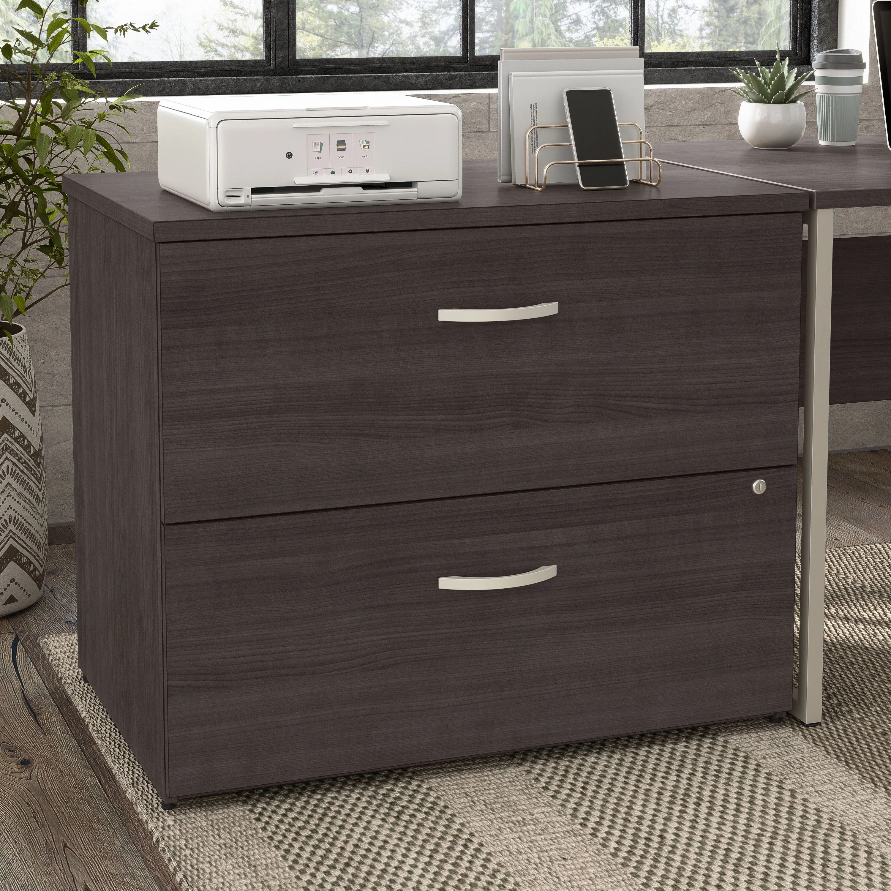 72" Modern L-Shaped Office Desk in Storm Gray - Image 6