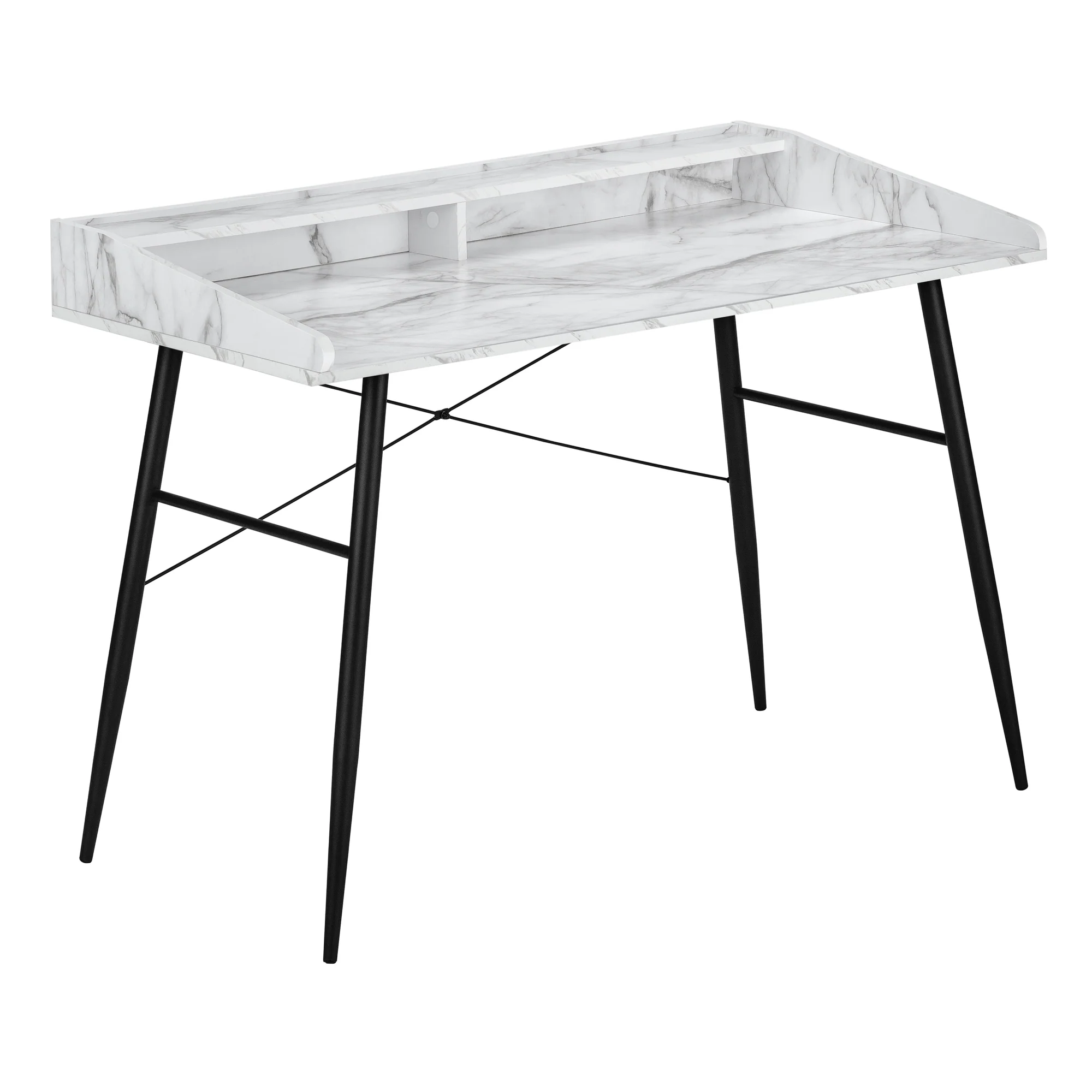 48" White Marble Finish Modern Secretary Desk - Image 2