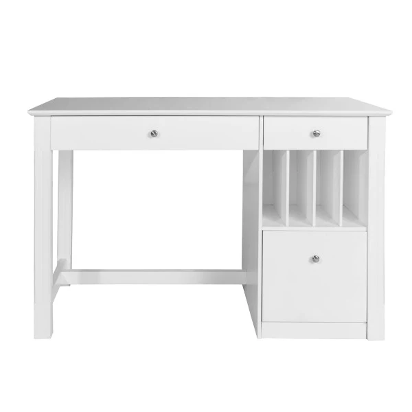 48" White Modern Desk with Built-in Storage - Image 2