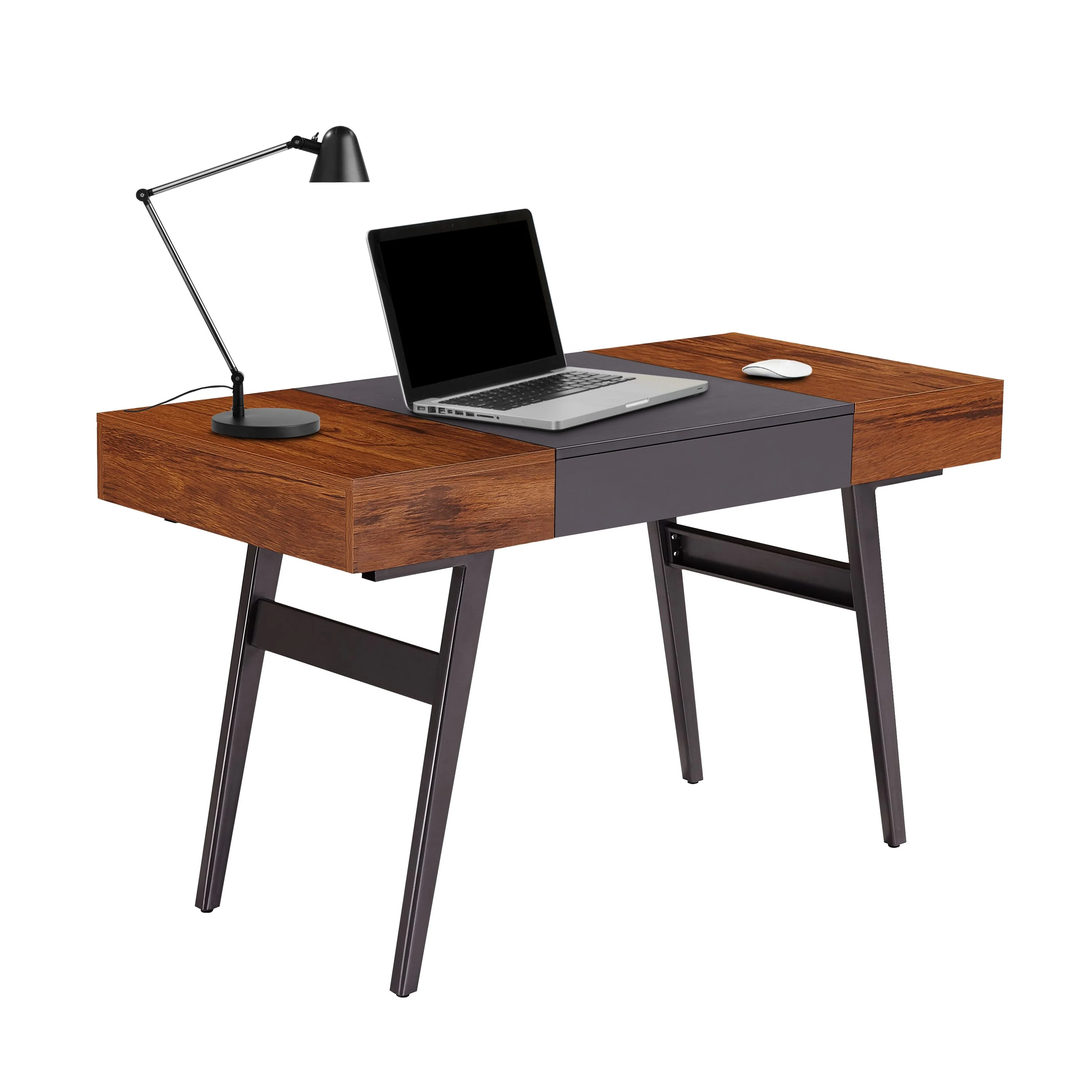 51" Mahogany & Slate Desk with Expandable Desktop and Storage - Image 2