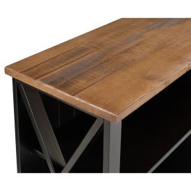 52" Black & Rustic Oak Solid Wood Farmhouse Credenza - Image 3