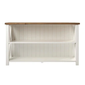 52" White & Rustic Oak Solid Wood Farmhouse Credenza - Image 3