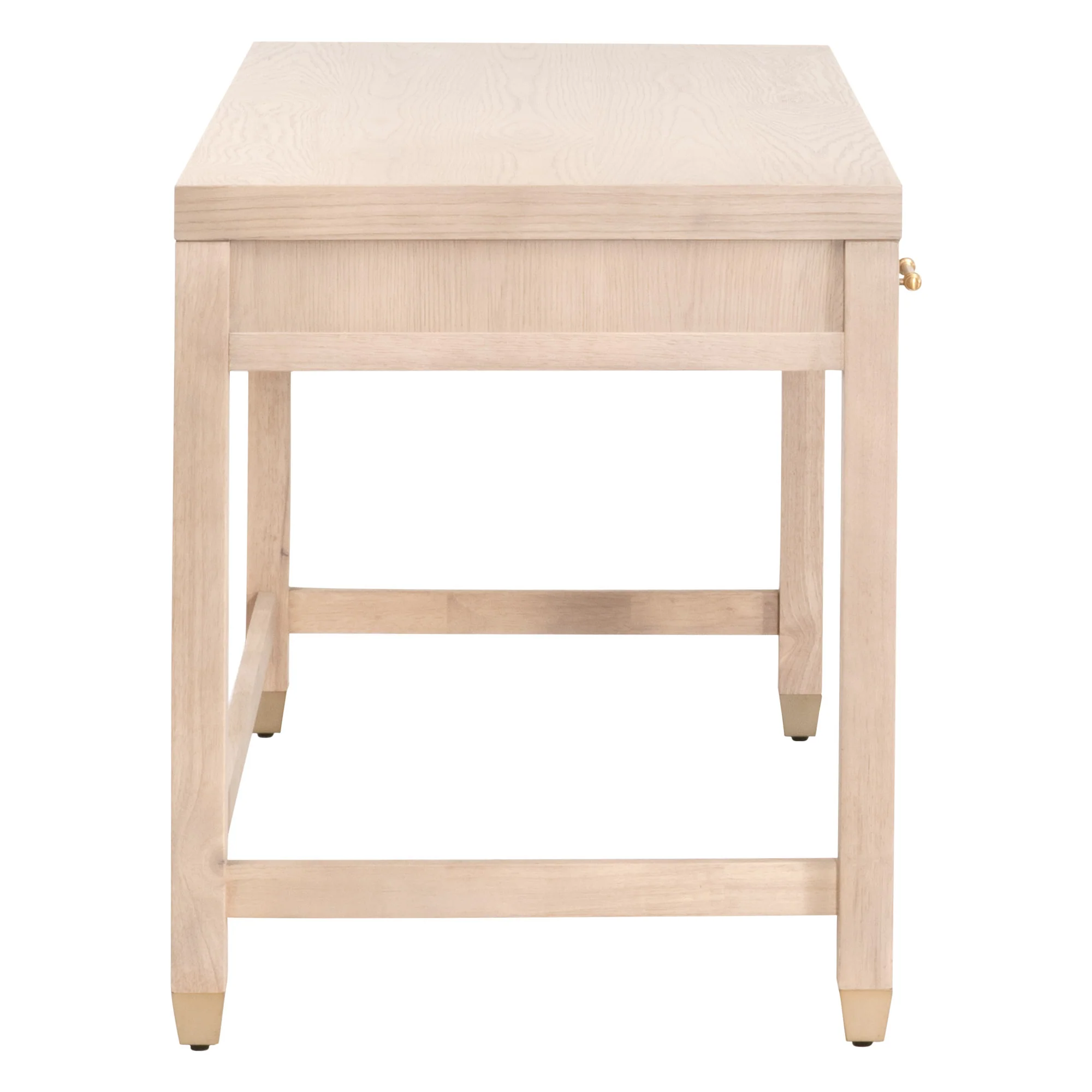 54" Light Honey Oak & Brushed Brass Executive Desk - Image 5