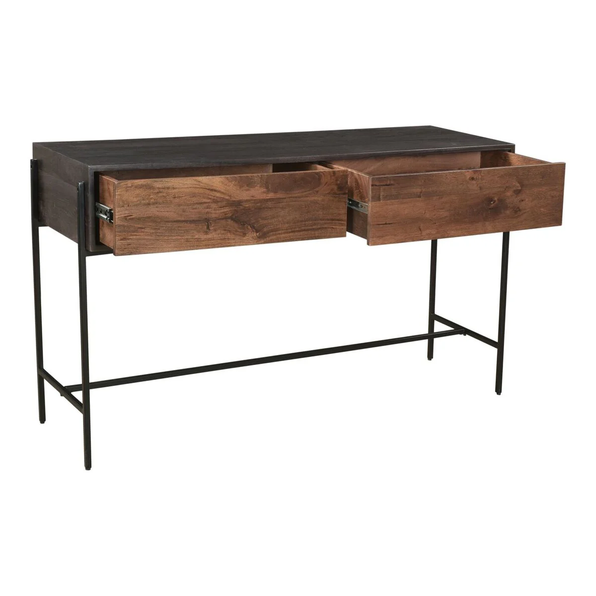 54" Narrow Mango Wood Desk or Workstation with Iron Base - Image 3