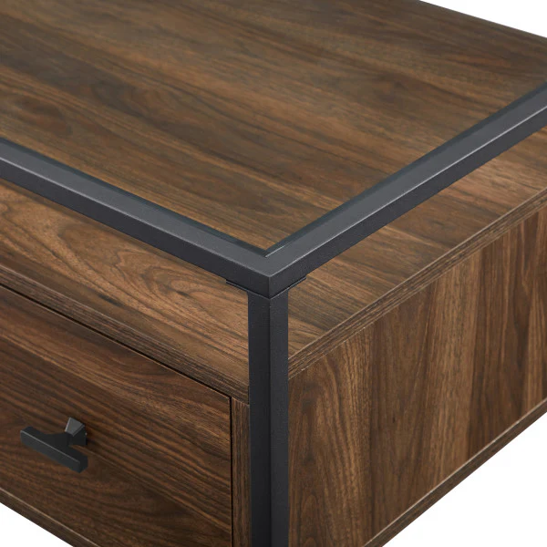 56" Dark Walnut Executive Desk with Glass Top & Side Drawers - Image 4