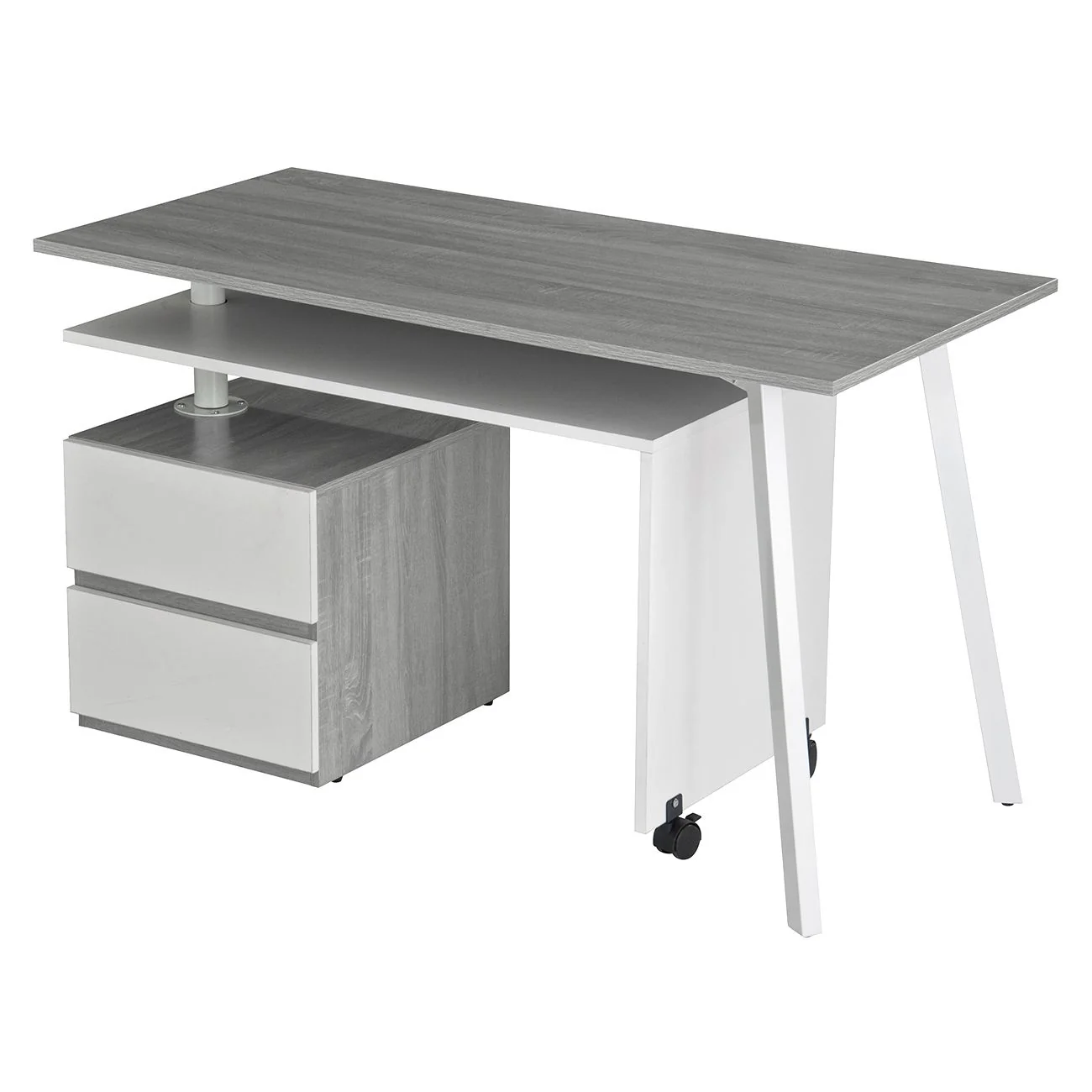 58" L-Shaped Transforming Desk in Gray & White - Image 4