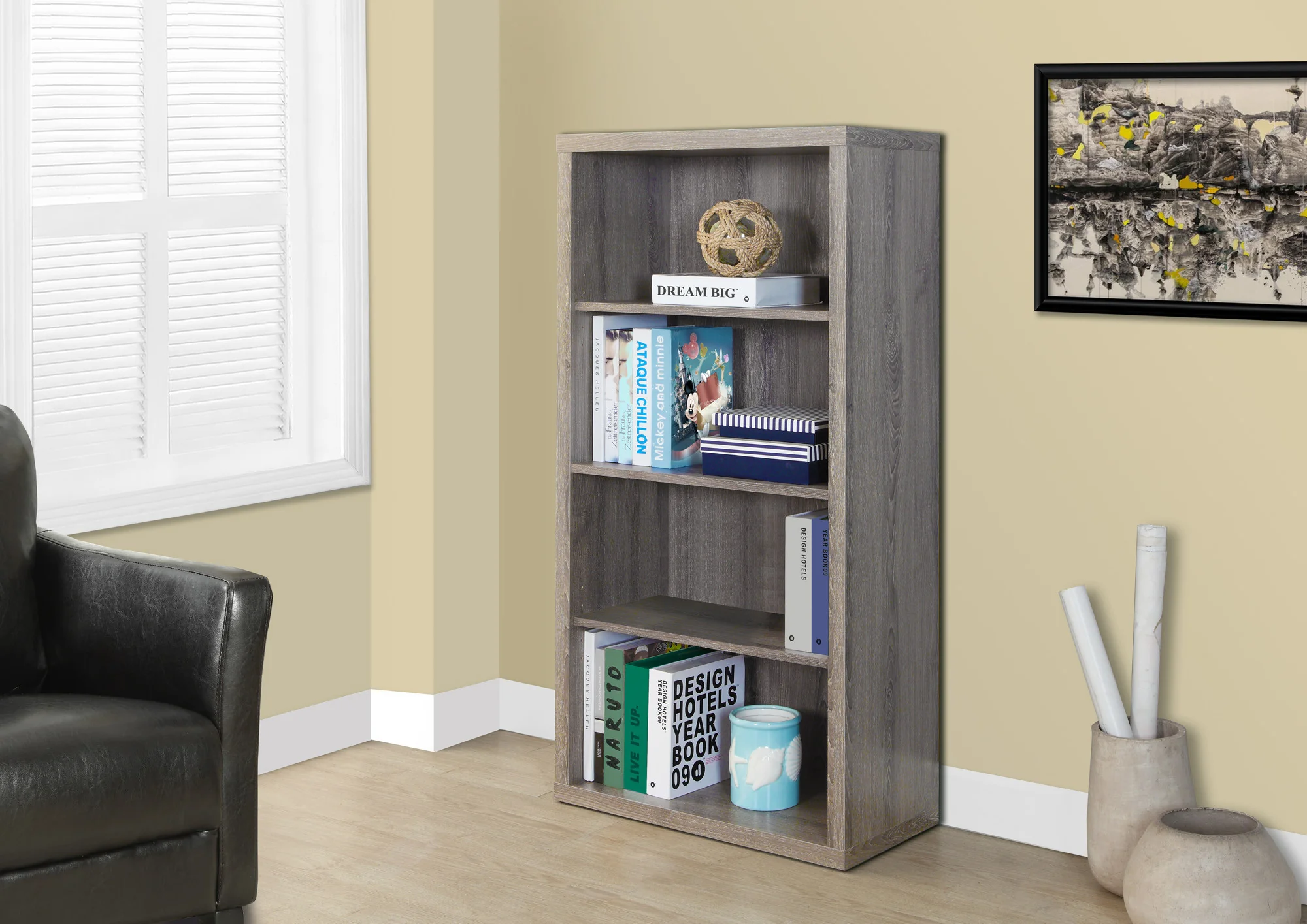 60" Single Pedestal Modern Office Desk in Dark Taupe Finish - Image 3