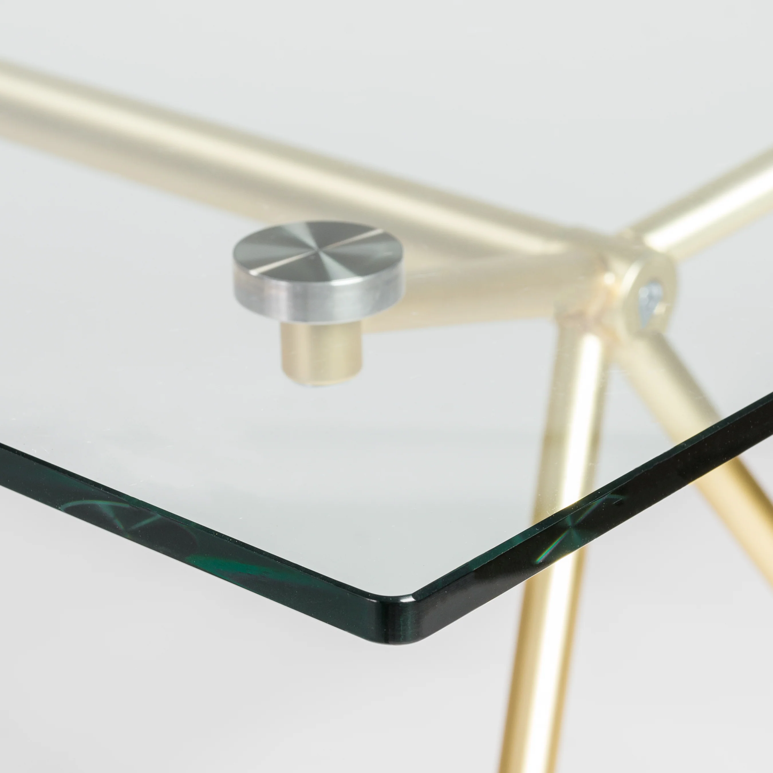 Modern 60" Executive Glass Desk with Matte Brushed Gold Frame - Image 4
