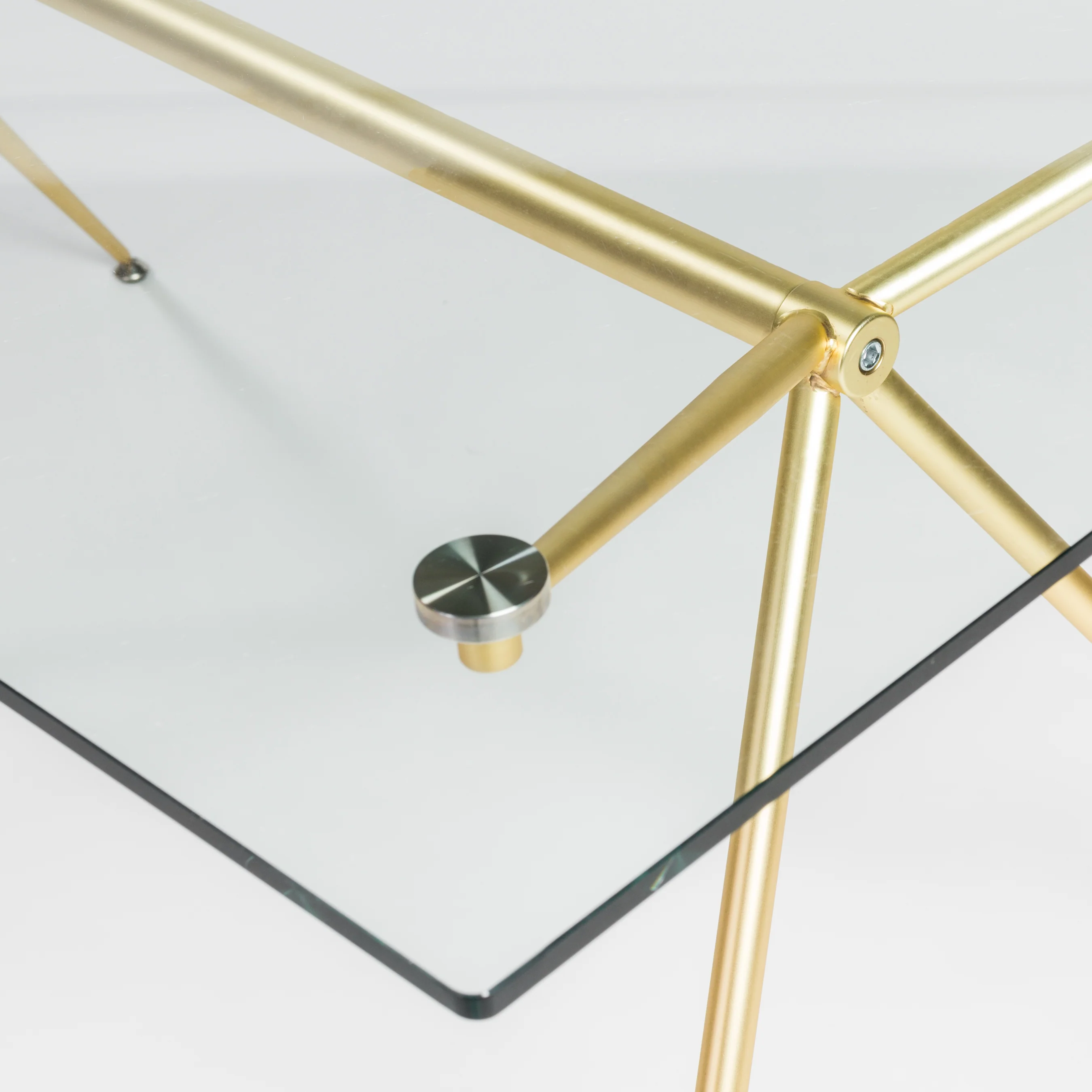 Modern 60" Executive Glass Desk with Matte Brushed Gold Frame - Image 5