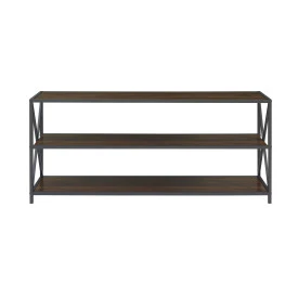 60" Industrial X-Frame Steel & Dark Walnut Credenza - Image 3